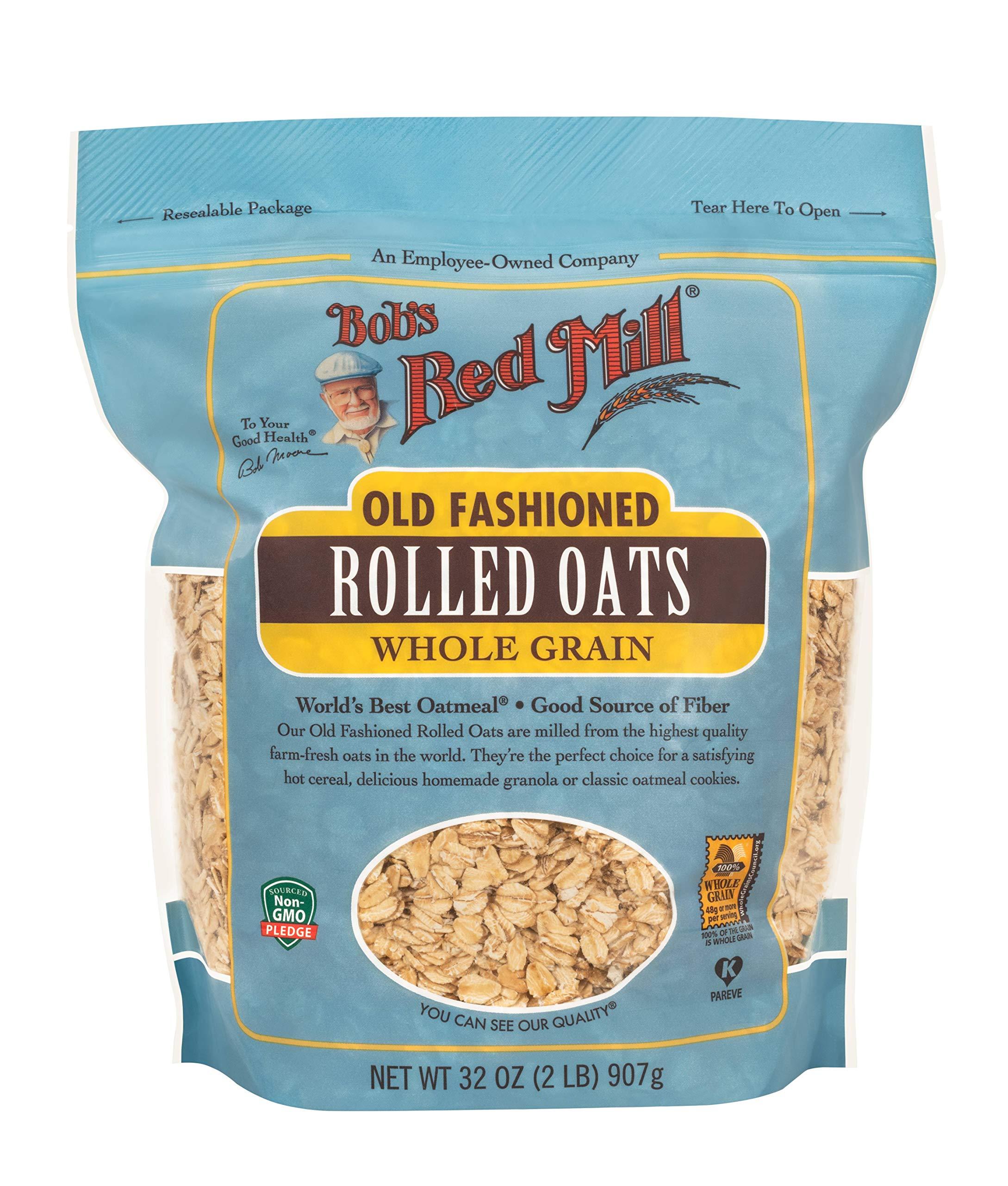 Bob's Red Mill Old Fashioned Regular Rolled Oats, 32oz (Pack of 1) - Non GMO, Whole Grain, Vegan, Kosher