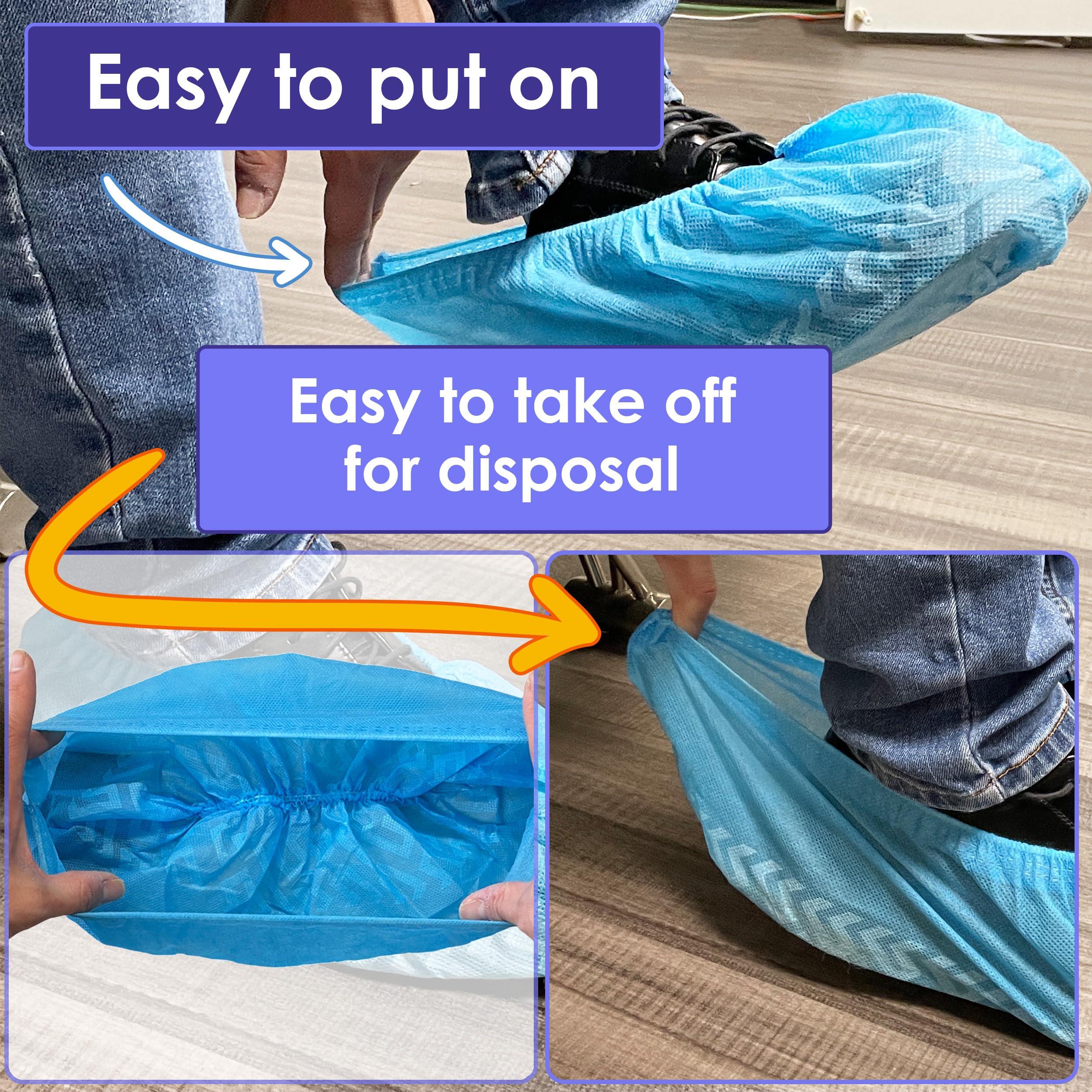 Buena Goods 100 Pack Extra Large Disposable Blue Boot and Shoe Covers - Indoor Reusable Shoe Covers Disposable - Non Slip Booties - Fits US Men's Size 14 and Women's 16 Size - Image 5