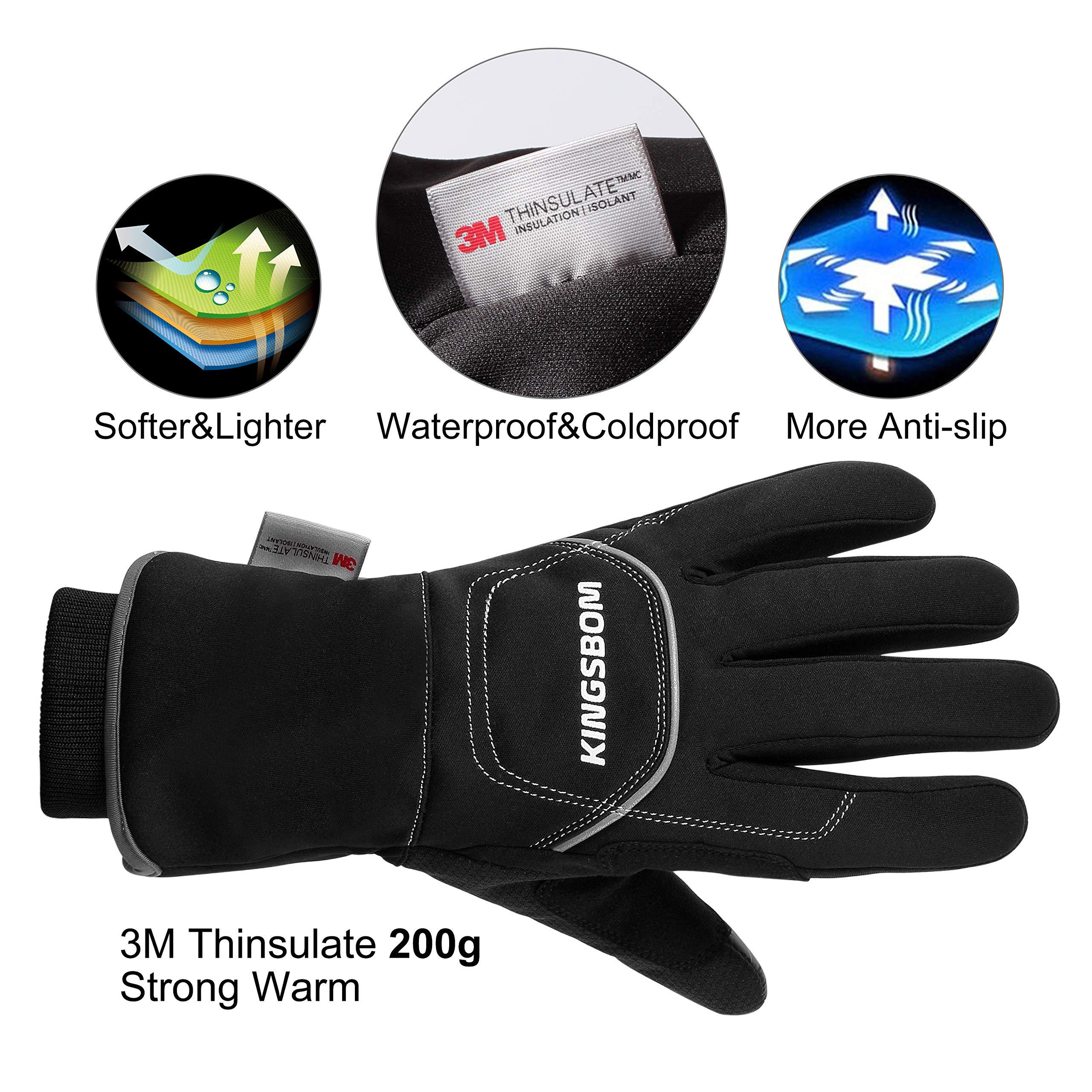KINGSBOM -40F° Waterproof & Windproof Thermal Gloves - 3M Thinsulate Winter Touch Screen Warm Gloves - for Cycling,Riding,Running,Outdoor Sports - for Women and Men - Image 2