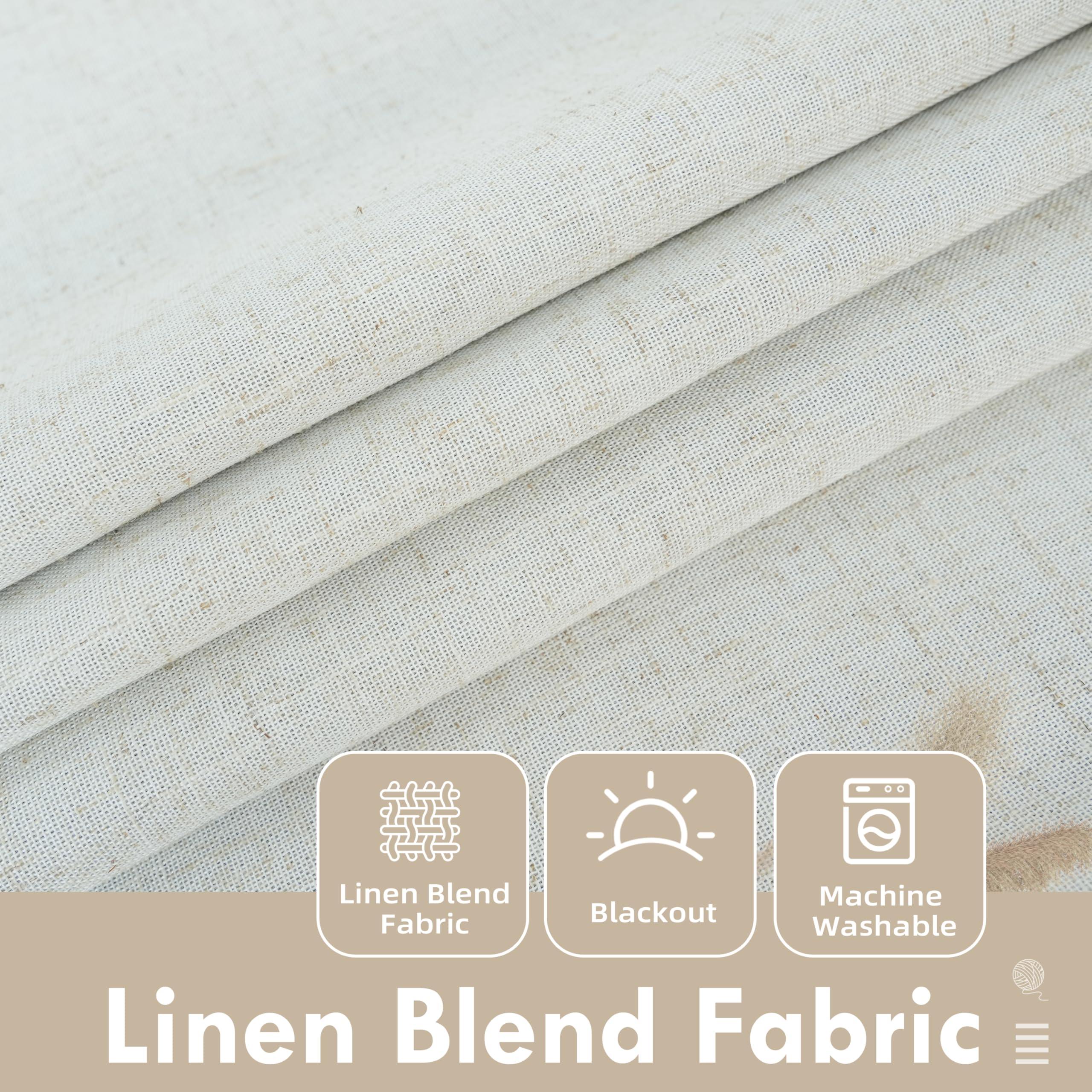 DriftAway Double Layer Linen Blackout Tie Up Curtains Thermal Insulated Fully Lined Balloon Roman Shade Bathroom Window Adjustable Rod Pocket for Small Window 25 Inch by 47 Inch Light Linen - Image 3
