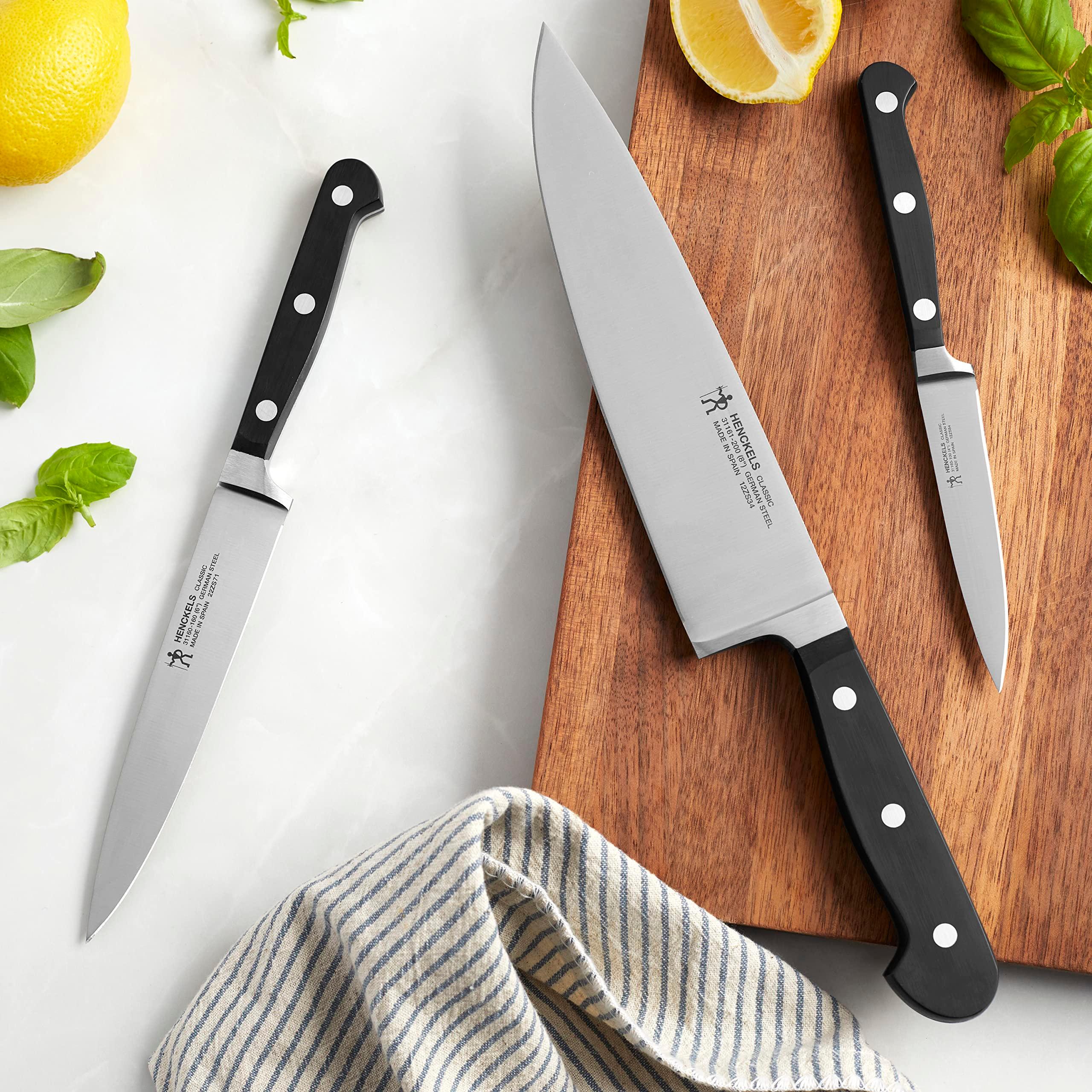 HENCKELS Classic Razor-Sharp 3-Piece Kitchen Knife Set, Chef Knife, Paring Knife, Utility Knife, German Engineered Informed by 100+ Years of Mastery, Stainless Steel - Image 8