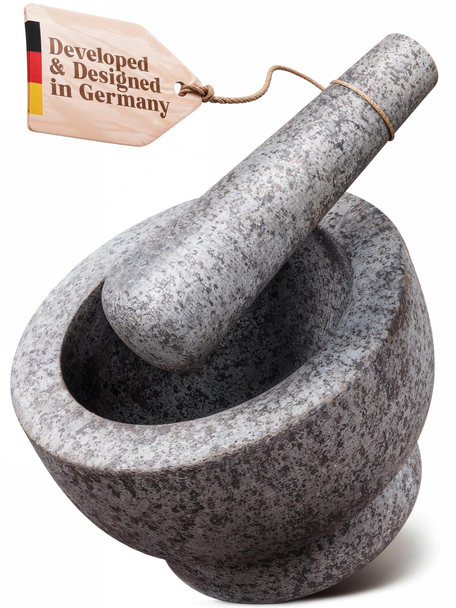 ChefSofi Mortar and Pestle Set - 6 Inch - 2 Cup Capacity - Unpolished Heavy Granite for Enhanced Performance and Organic Appearance - Included: Anti-Scratch Protector - Image 9