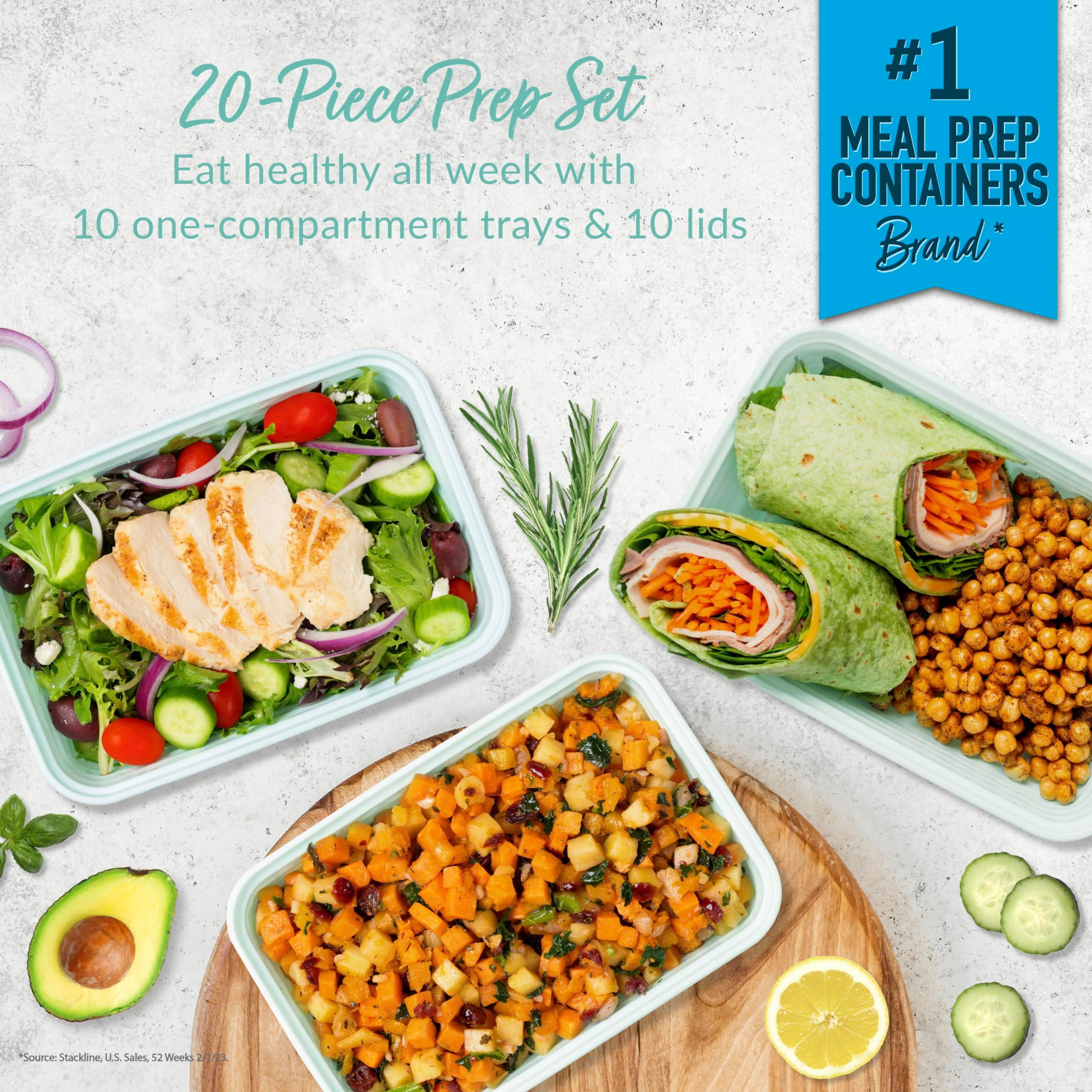 Bentgo 20-Piece Lightweight, Durable, Reusable BPA-Free 1-Compartment Containers - Microwave, Freezer, Dishwasher Safe - Mint - Image 3