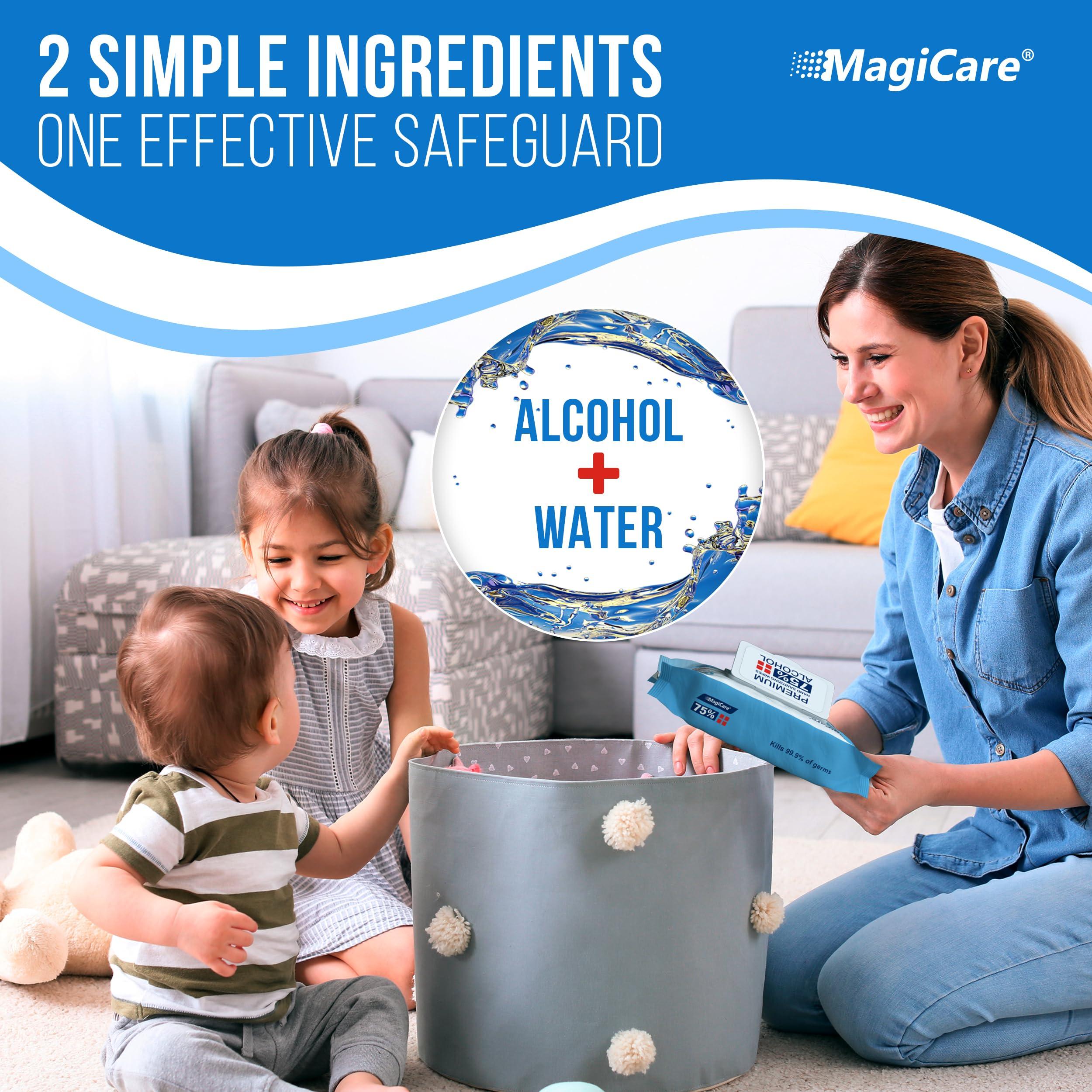 MagiCare 75% Large Alcohol Wipes (4-80ct Packs) - Alcohol Hand Sanitizing Wipes, Premium - Unscented Hand Wipe, Sanitizer Wipe - Travel, Home, Classroom, Camping - 4 Soft Packs (320pcs) - Image 6
