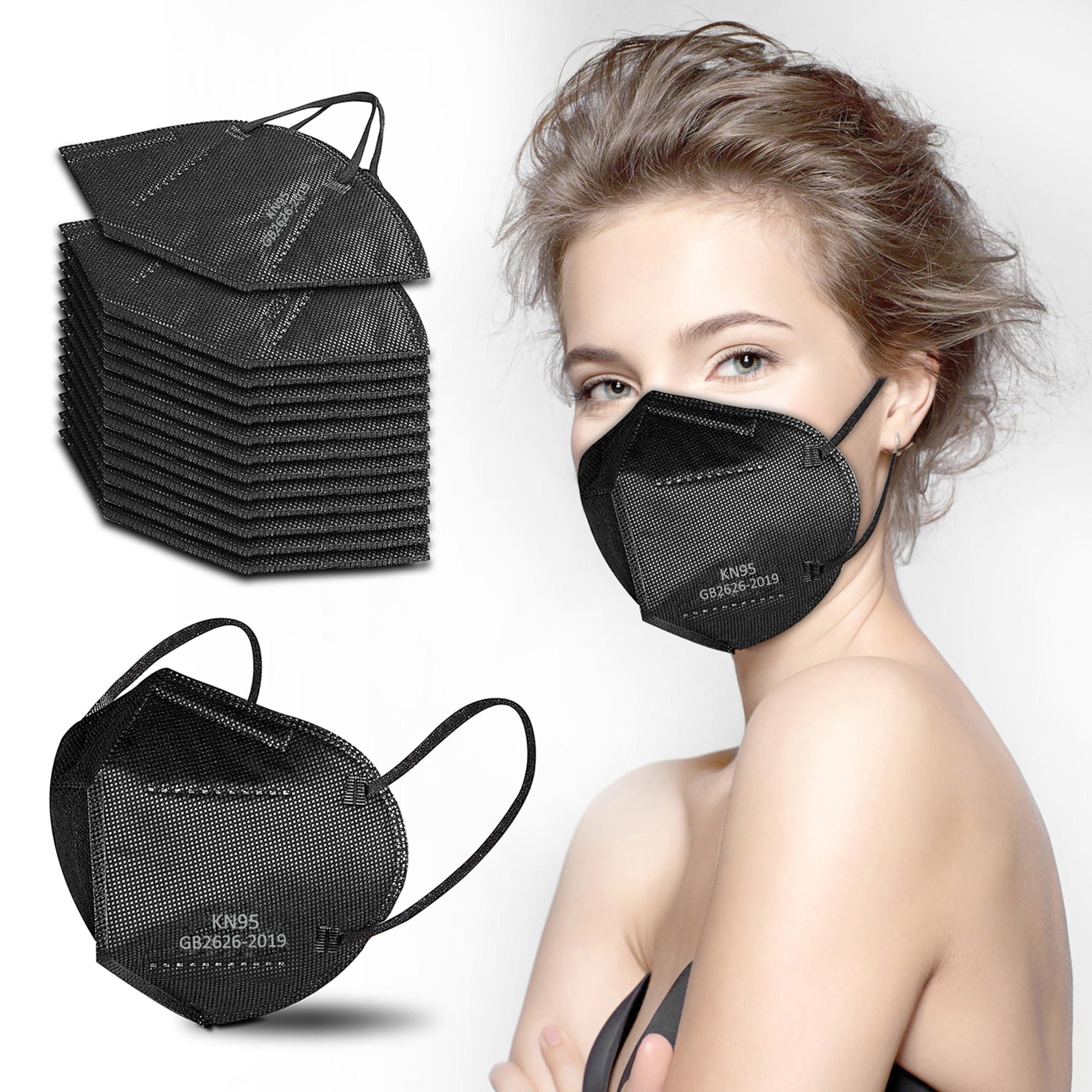 akgk KN95 Face Mask 50 PCS, Breathable Protection Masks, Individually Wrapped, 5-Ply KN95 Black Masks, Cup Dust Safety Masks - Image 2