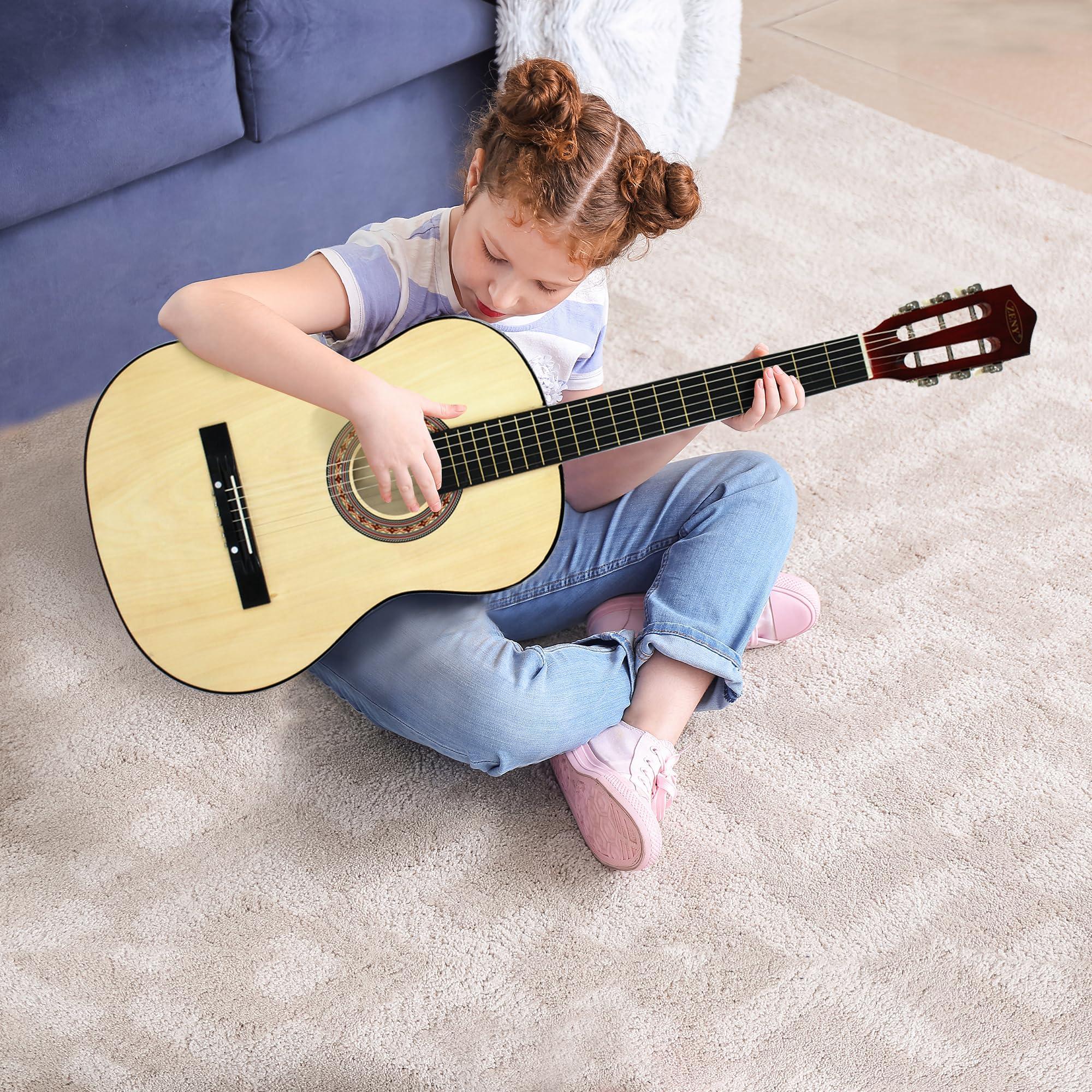 ZENY 38" New Beginners Acoustic Guitar With Guitar Case, Strap, Tuner and Pick (Natural) - Image 2