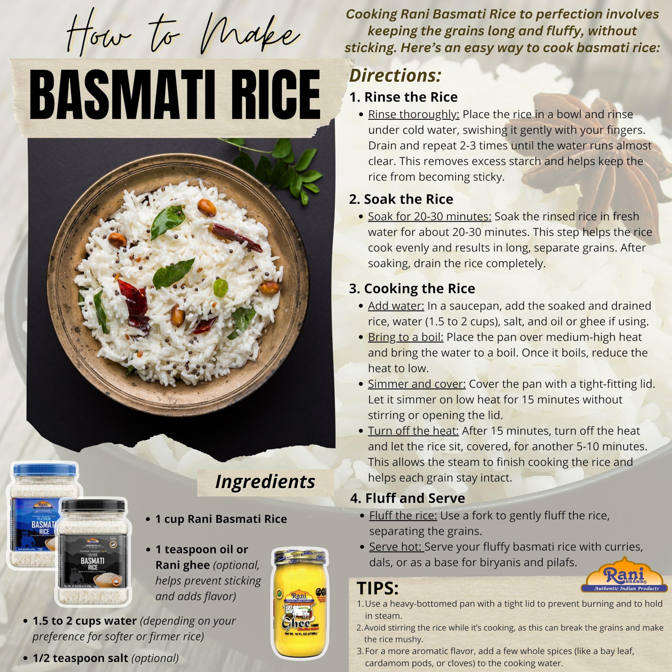 Rani Platinum White Basmati Rice Extra Long Aged 48oz (3lbs) 1.36kg PET Jar ~ All Natural | Gluten Friendly | Vegan | Indian Origin | Export Quality - Image 2