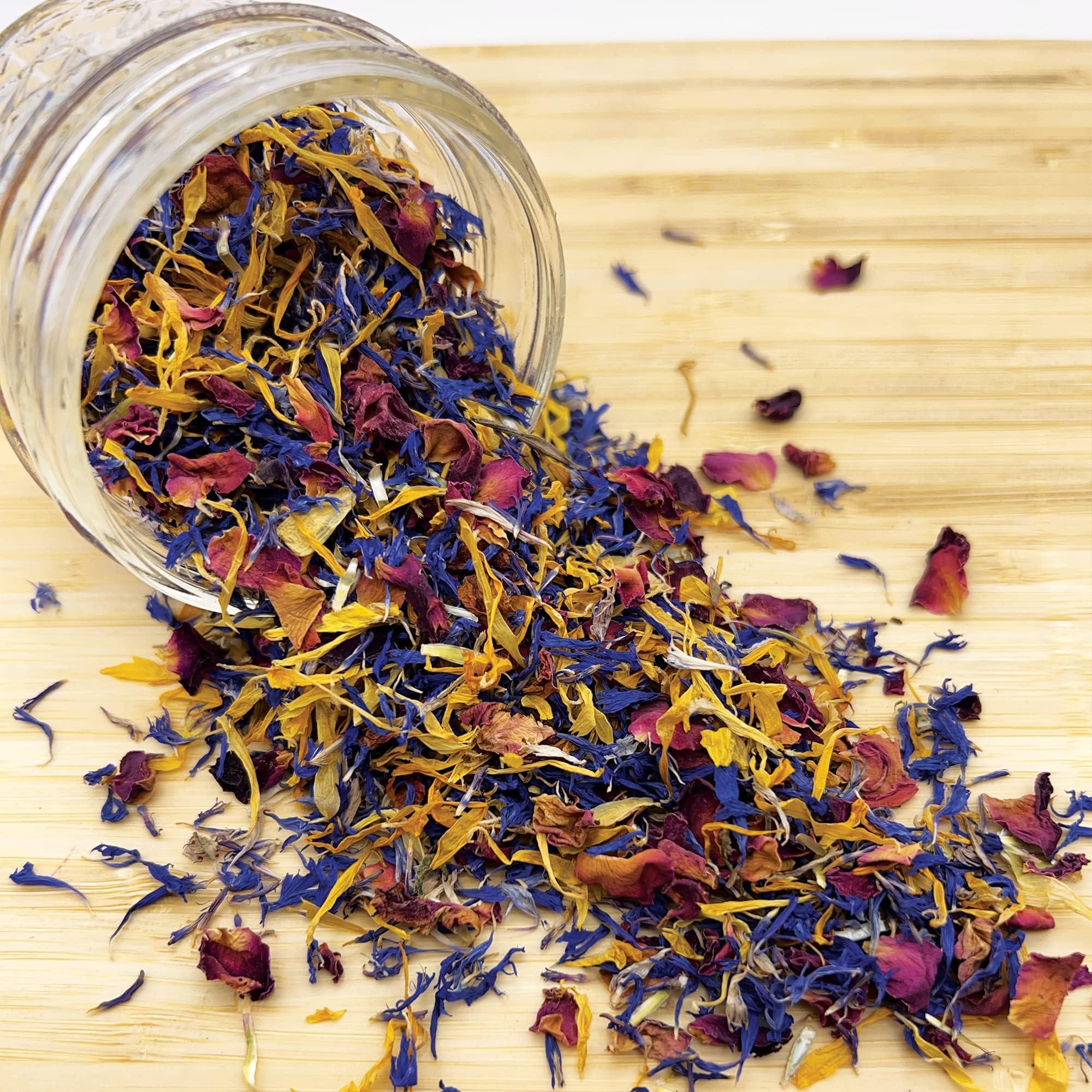 MagJo Naturals Brilliant Flower Petal Blend - Edible blend of calendula, blue cornflower and rose petals, all natural, food-grade, dried floral mix for baking, cocktails & garnish, Packaged in the USA - Image 8