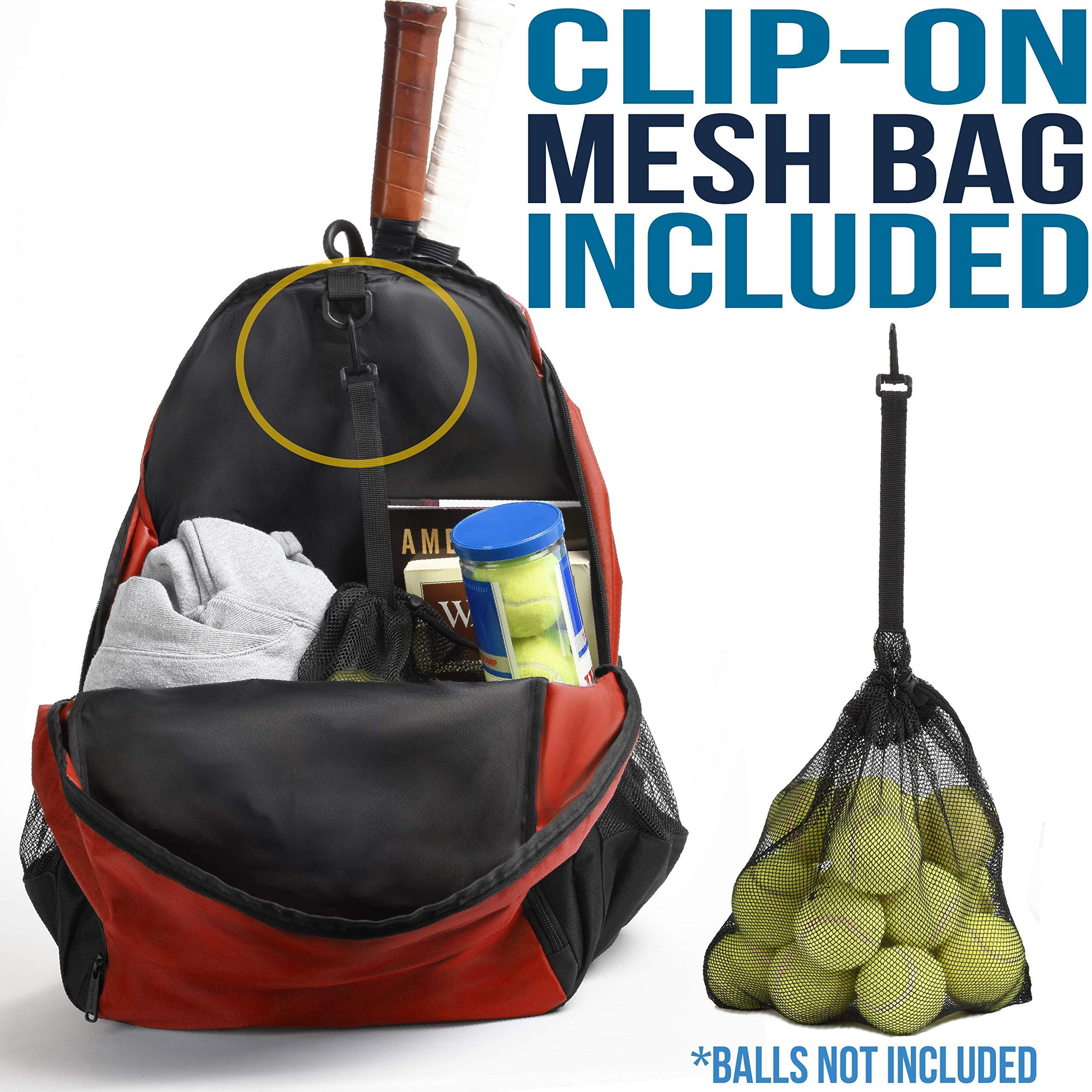 Athletico Premier Tennis Backpack - Tennis Bag Holds 2 Rackets in Padded Compartment | Separate Ventilated Shoe Compartment | Tennis Bags for Men or Women - Image 3