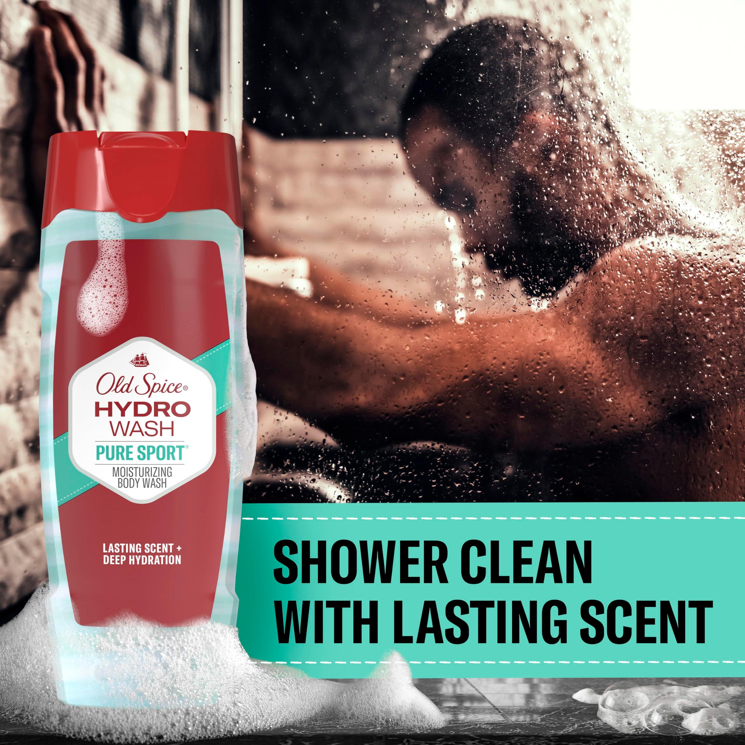 Old Spice Moisturizing Body Wash for Men, Hydro Wash, 2-in-1 Long Lasting Scent & Deep Hydration, 24/7 Shower Fresh, Pure Sport Scent, 16 oz - Image 5