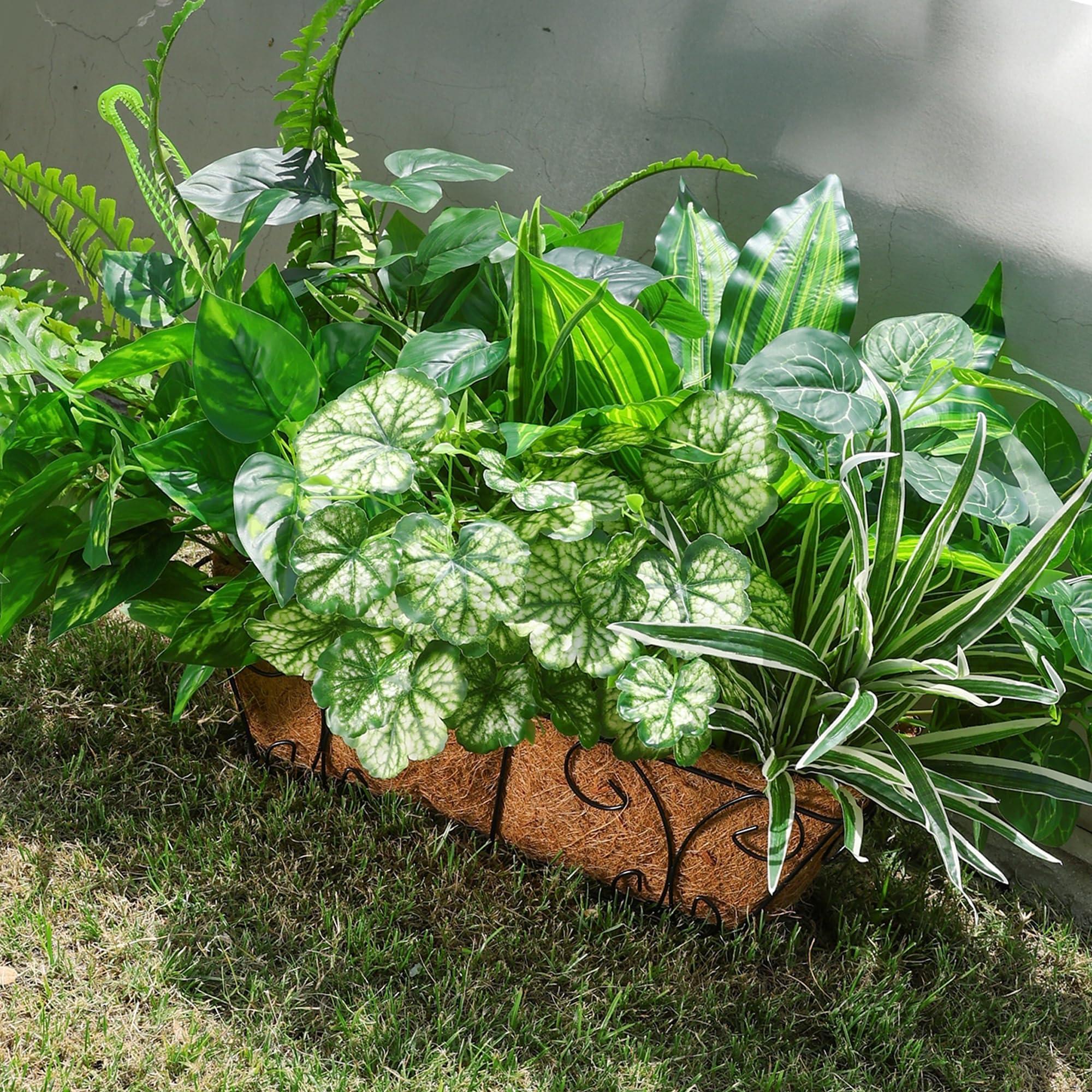 Starttag Artificial Greenery Plants Fake Plastic Leaves with Stems UV Resistant Large Bunches Outside Faux Plants Bushes for Outdoor Patio Garden Front Porch Yard Decor (Green) - Image 2