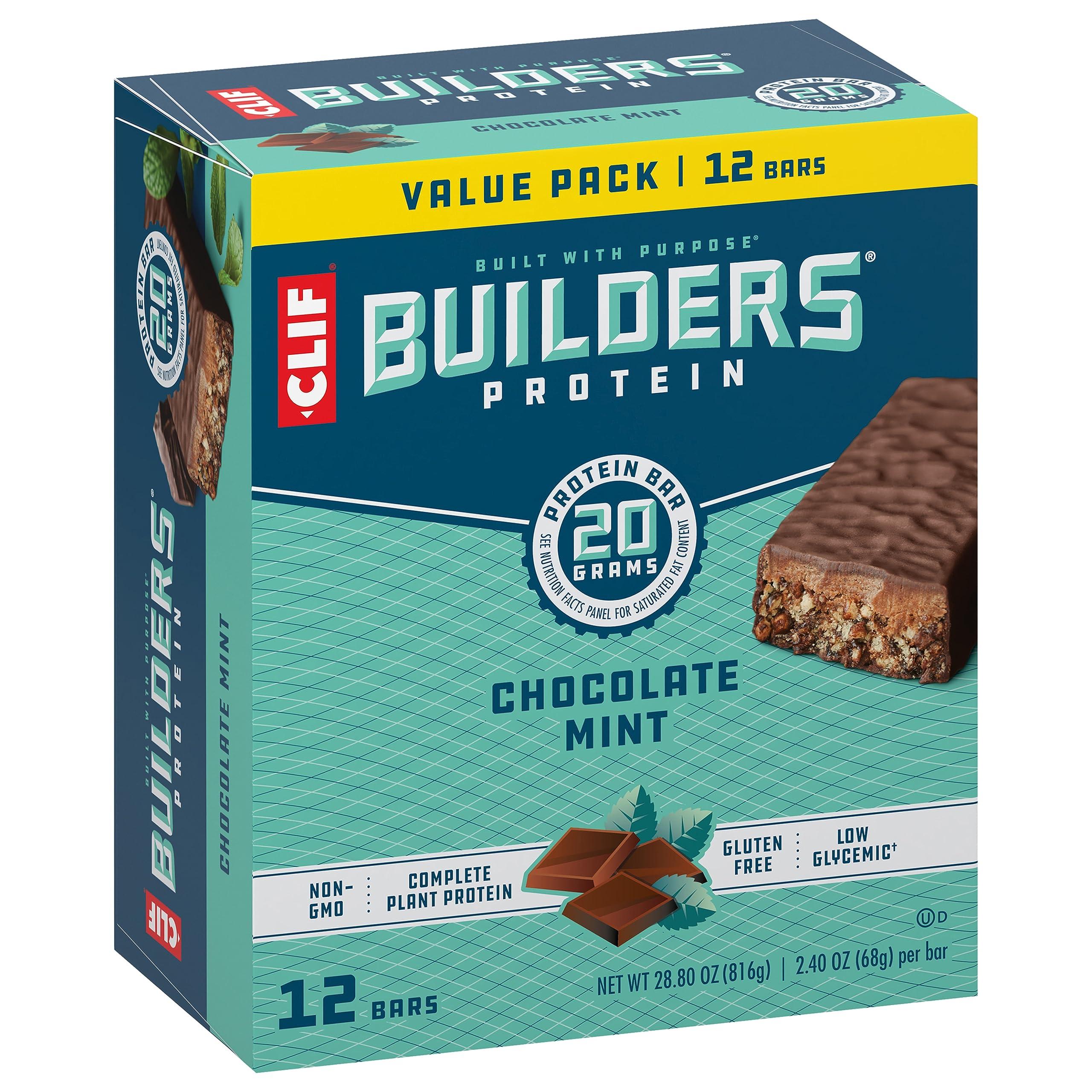 CLIF BUILDERS Protein Bars - Chocolate Mint Flavor - 20g Plant Based Protein - Gluten Free - Non-GMO - Low Glycemic - No Artificial Sweeteners - Value Pack, 2.4 oz. (12 Count) - Image 11