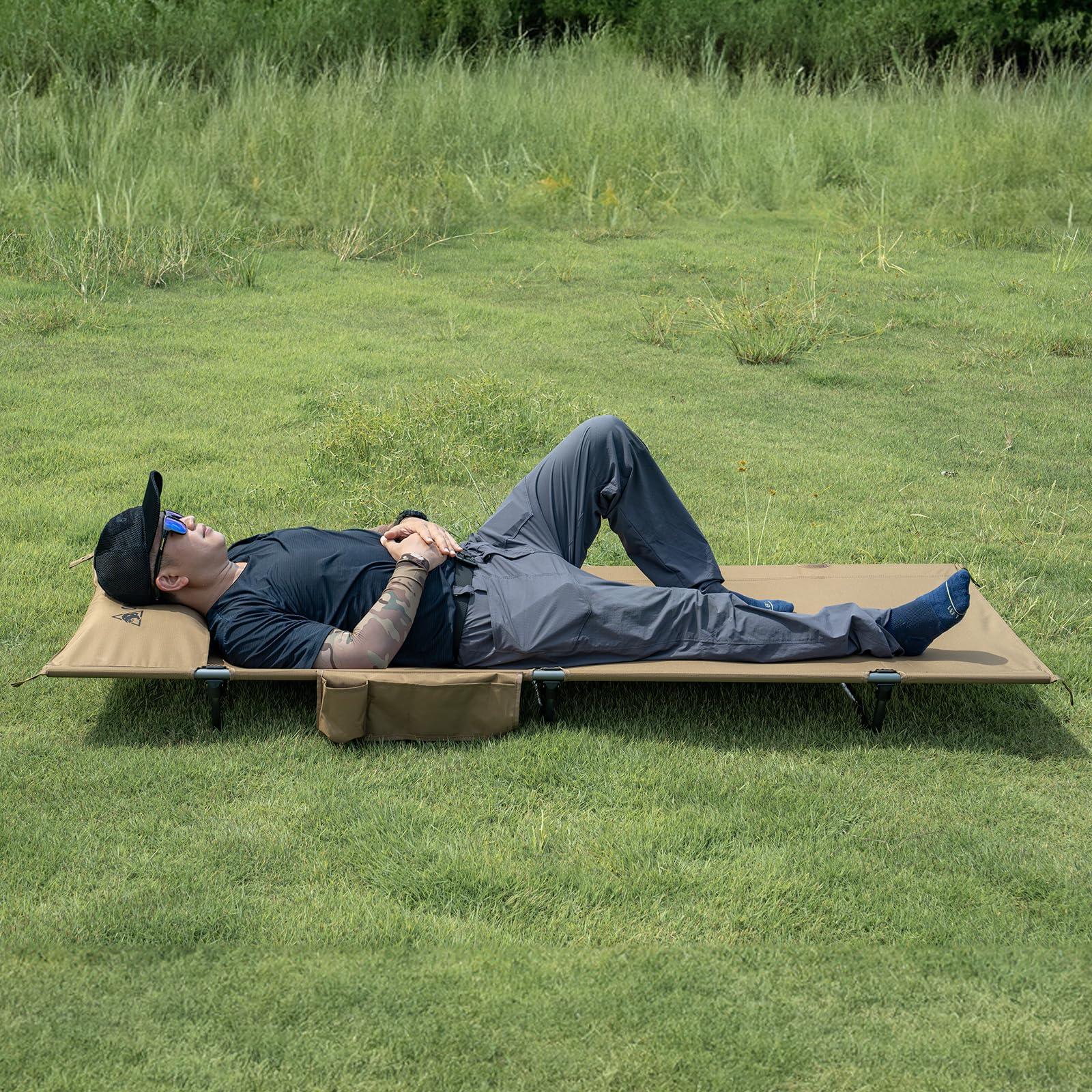 OneTigris SUPRAGRIS Camping Cot, Support Up to 400lbs, Lightweight Comfortable Folding Bed for Camping, Hiking, Backpacking, Travel, Car Trips, Office Nap - Image 2