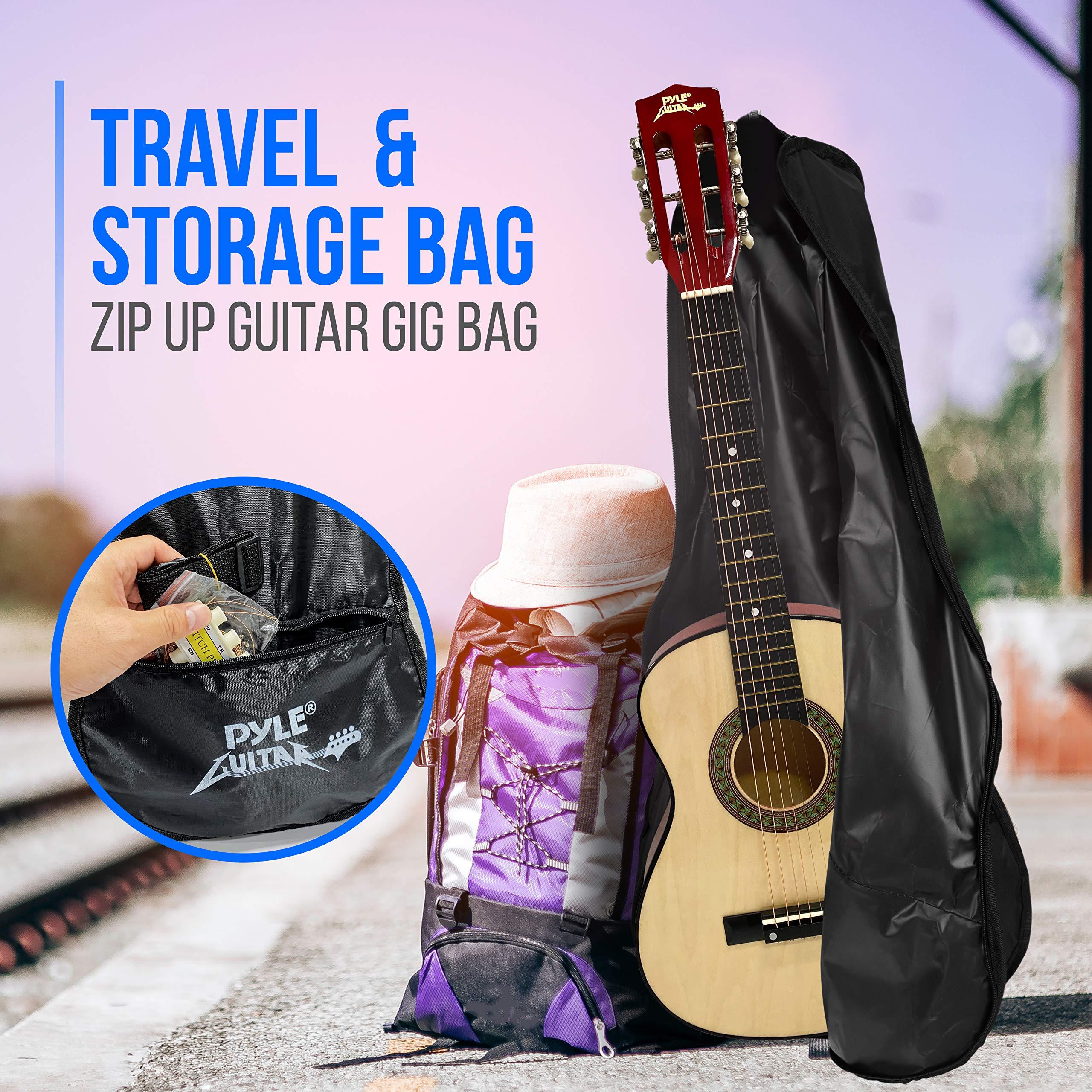Pyle 30” Classical Acoustic 6 String Linden Traditional Style Guitar w/Wood Fretboard, Case Bag, Nylon Strap, Tuner, 3 Picks-for Beginner, Children Use, Right Handed, (PGAKT30) - Image 7