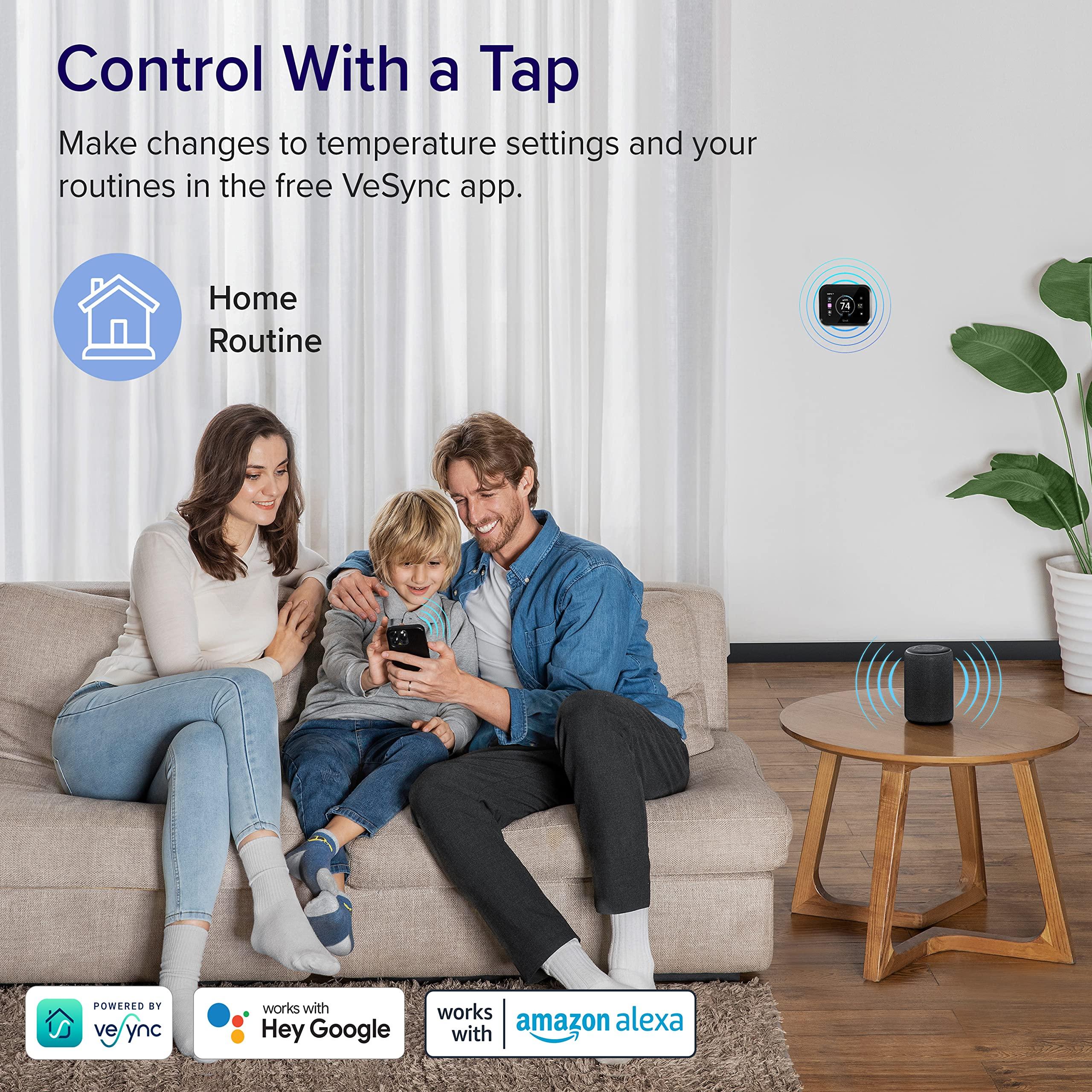 LEVOIT Smart Thermostat for Home, WiFi Programmable Digital Thermostat, Works with Alexa and Smart Sensor, Energy Saving, Large Touch Screen, C-Wire Adapter Included, DIY Install, Aura 400S, White - Image 3