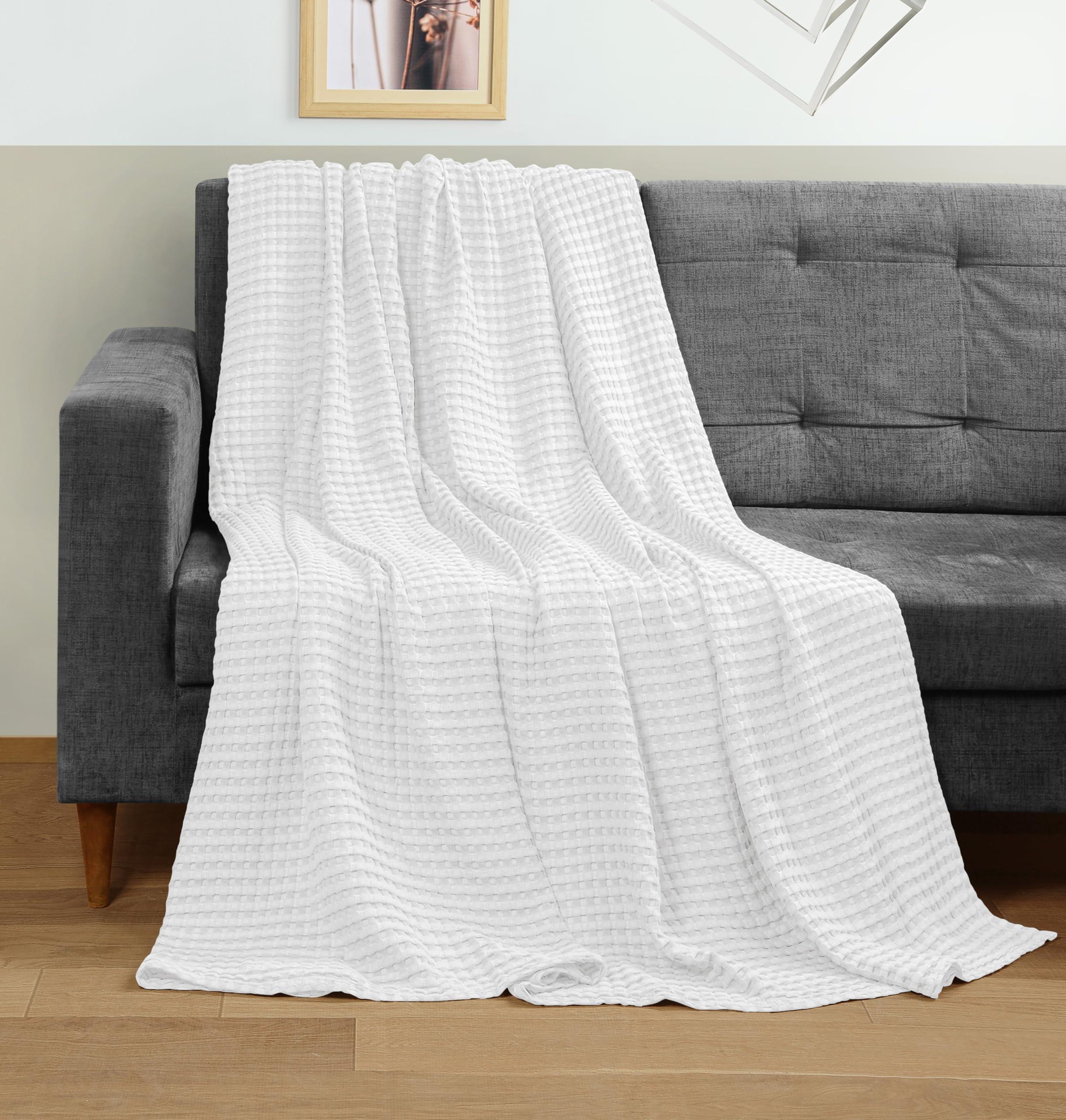 Utopia Bedding White 100% Cotton Waffle Blanket 300 GSM [Queen - 90x90 Inch] Soft Lightweight Breathable Bed Blanket for All Season - Image 2