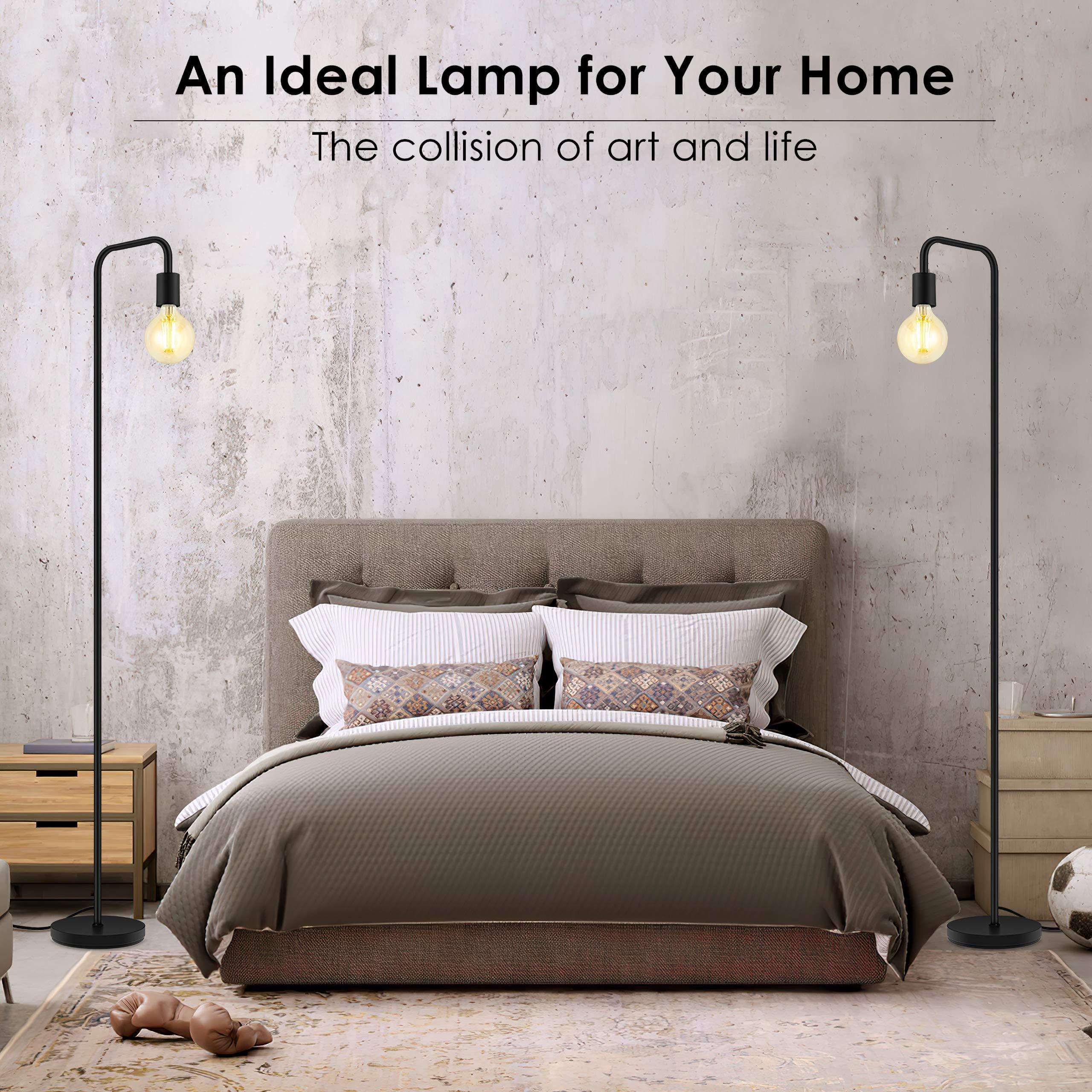 BoostArea Floor Lamp, Industrial Floor Lamp, 63 Inch Standing Lamp, E26 Socket, On/Off Footswitch, Whole Metal, ETL Listed, Modern Small Lamp for Bedroom, Living Room, Minimalist, Vintage, Mid Century - Image 2