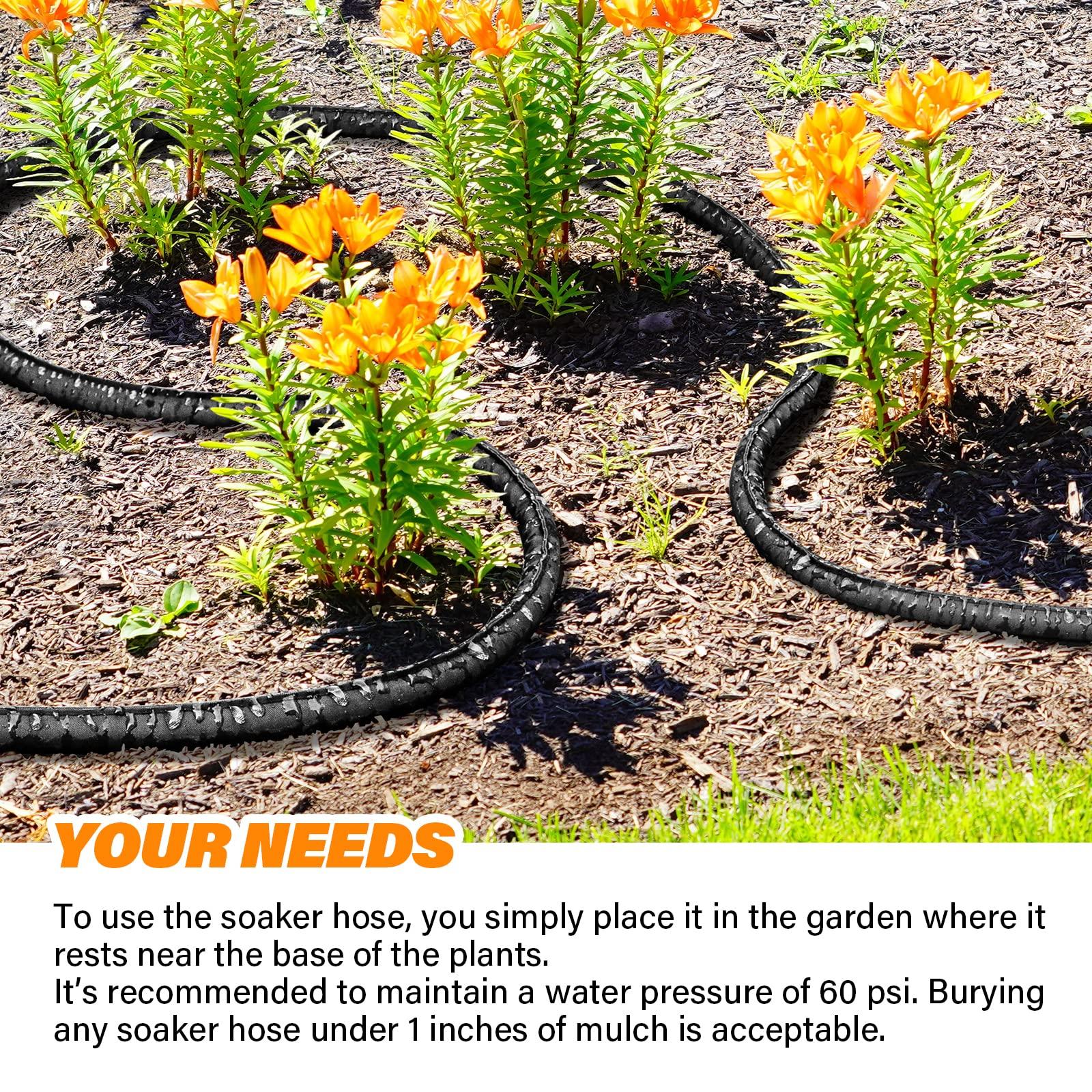 Winisok 100FT Thickened Flat Soaker Hose, Heavy Duty Double Layer Watering Hoses, Save 80% Water, Flexible Leakproof, Drip Irrigation Tubing for Garden Beds and Lawns (50 FT x 2Pack) - Image 6