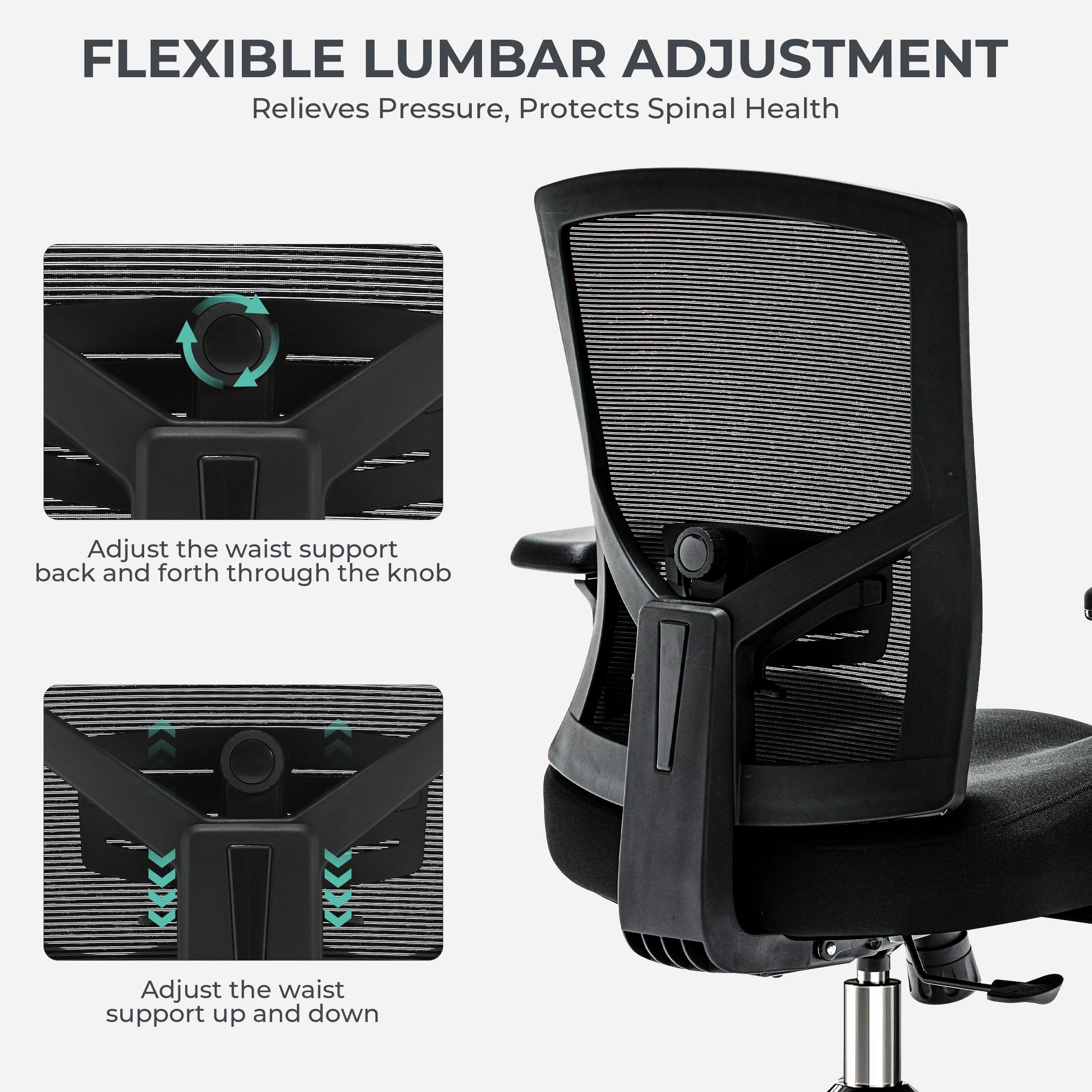 Big and Tall Office Chair 500lbs, Ergonomic Oversize Mesh Desk Chair, Heavy Duty High Back Computer Chair with Wide Thick Seat Cushion, Adjustable Lumbar Support, 4D Armrests - Image 5