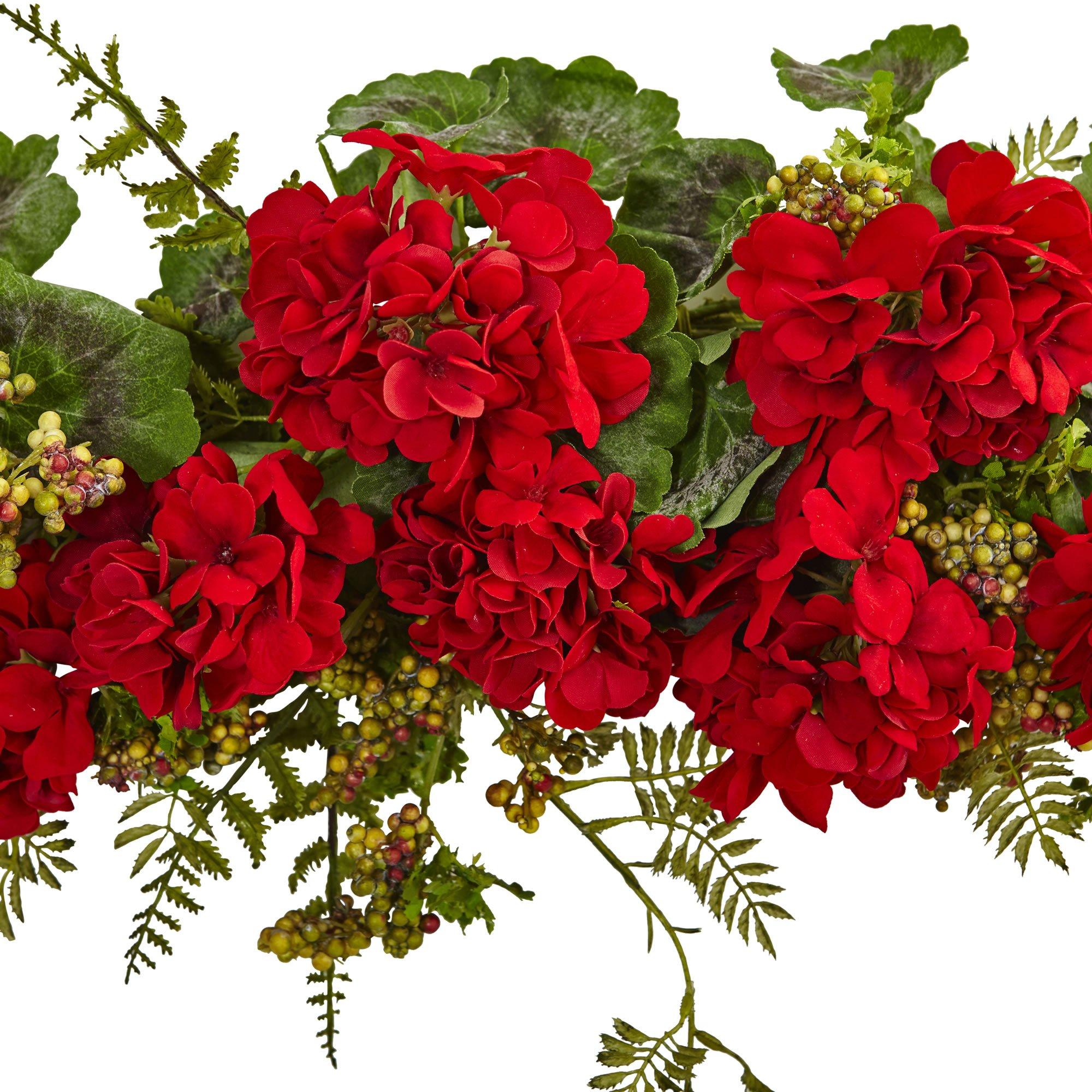 Nearly Natural 32in. Geranium and Berry Swag - Image 3
