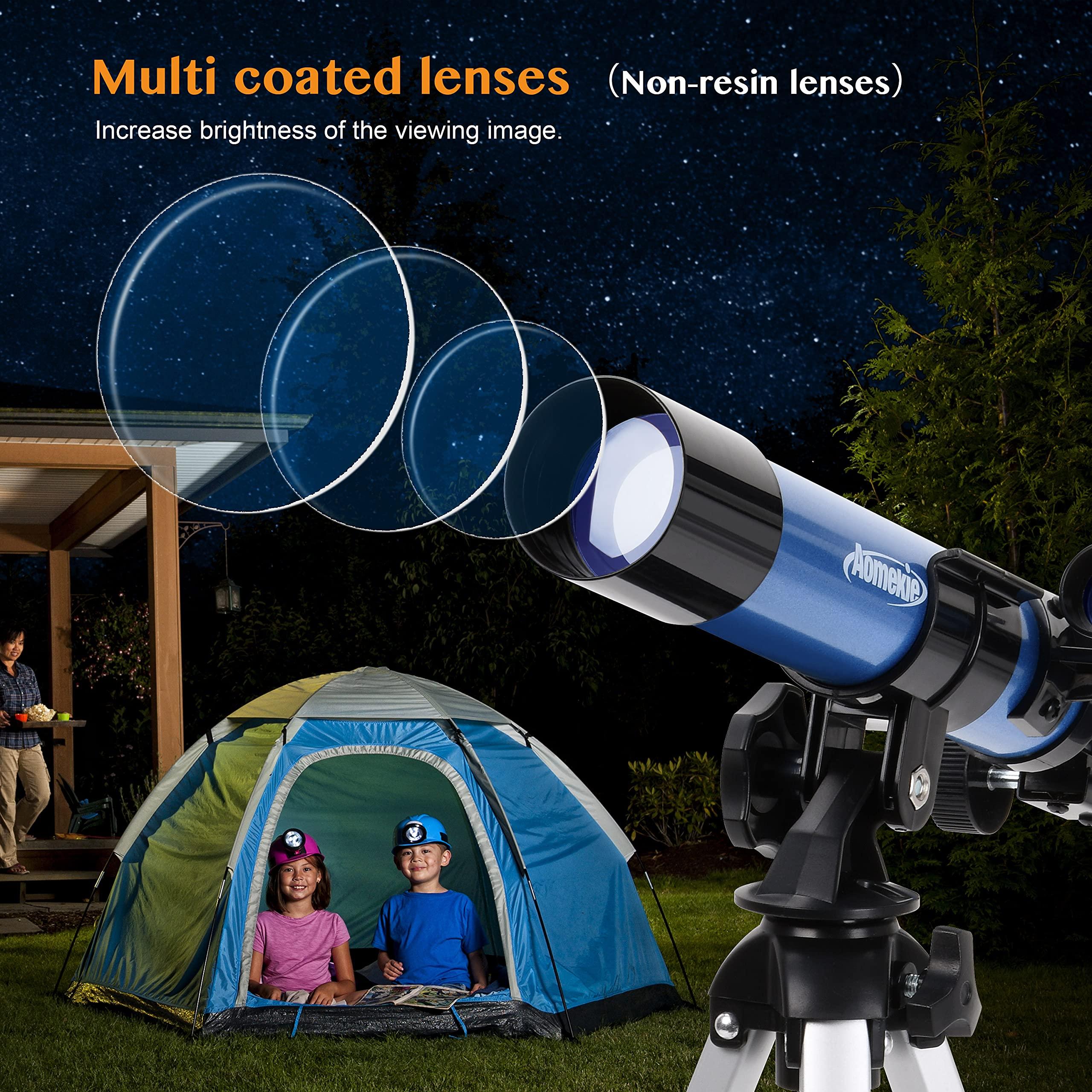 AOMEKIE Telescopes for Kids 40/400 with Tabletop Tripod 2 Eyepieces Portable Telescopes for Astronomy Beginners with Finderscope and Compass for Kids Over 8 Years Old,Space Toys, Gifts - Image 2