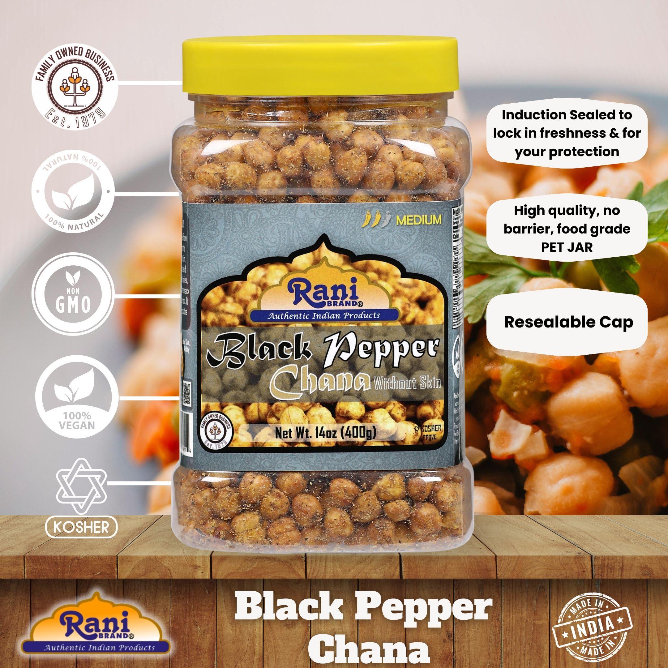 Rani Roasted Chana (Chickpeas) Black Pepper Flavor 14oz (400g) PET Jar ~ All Natural | Vegan | No Preservatives | Gluten Friendly | Kosher | Indian Origin | Great Snack, Ready to Eat | Seasoned with 5 Spices - Image 5