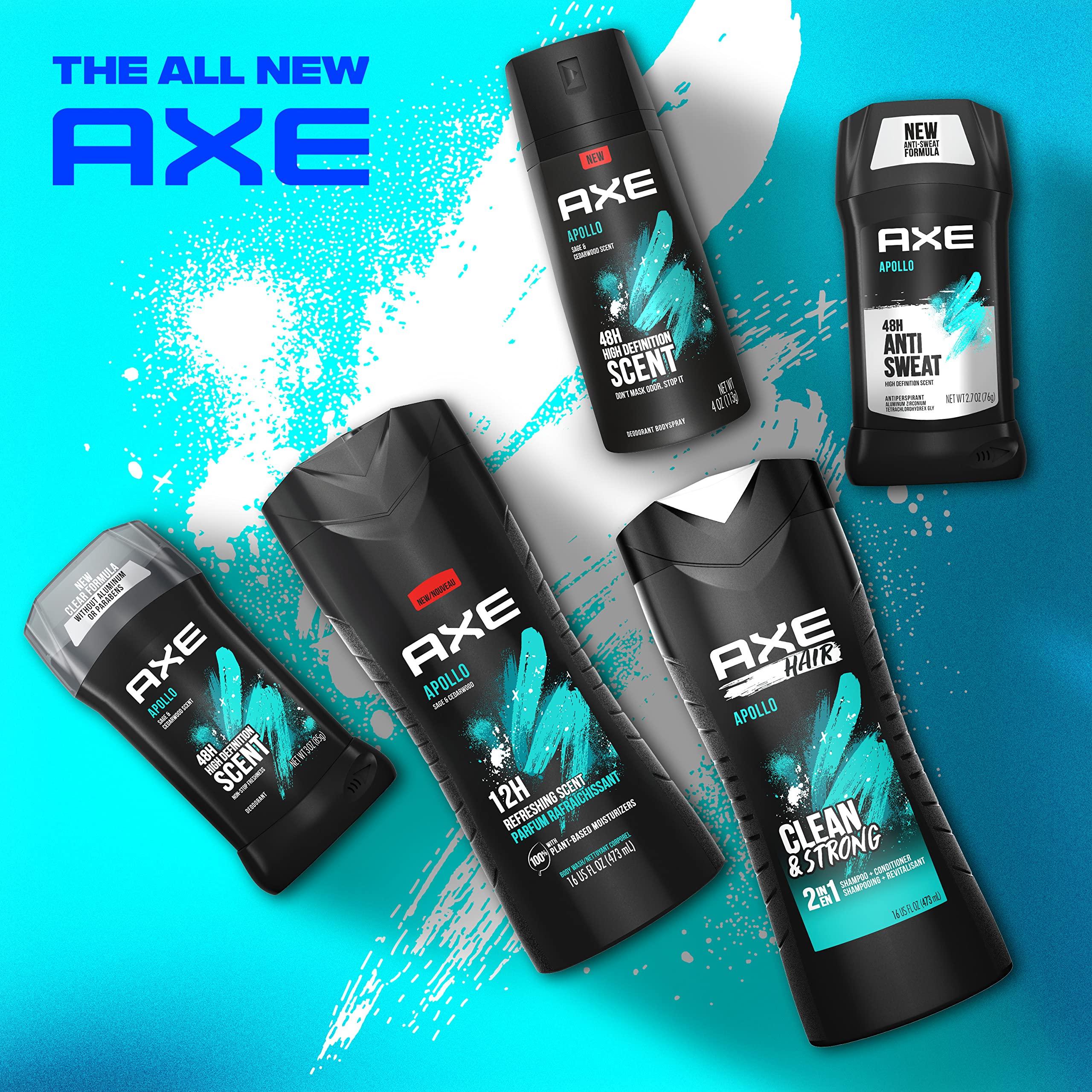 AXE Body Wash Apollo 4 Count for Long Lasting Freshness Sage & Cedarwood Men's Body Wash with Odor-Busting Prebiotics 16 oz - Image 6