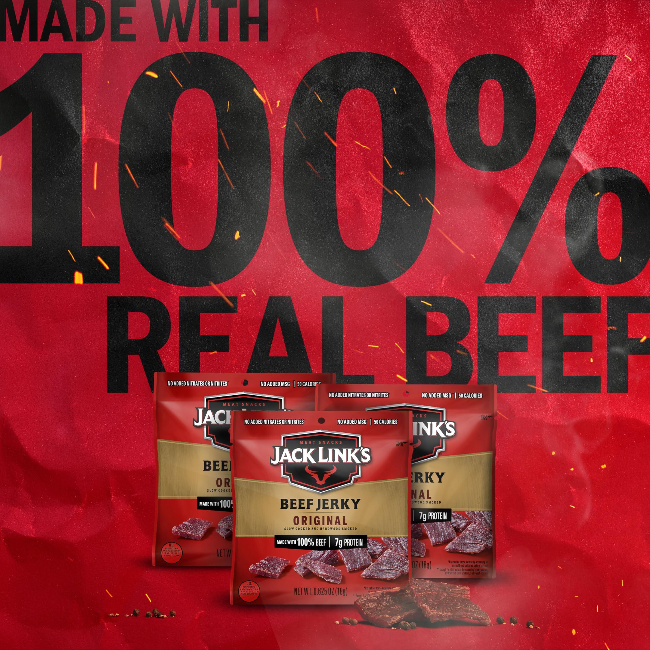 Jack Link's Beef Jerky, Original, Multipack Bags - Flavorful Meat Snacks for Lunches, Ready to Eat Protein Snacks, Individual Packs - 7g of Protein, Made with 100% Beef - 0.625 oz (Pack of 20) - Image 3