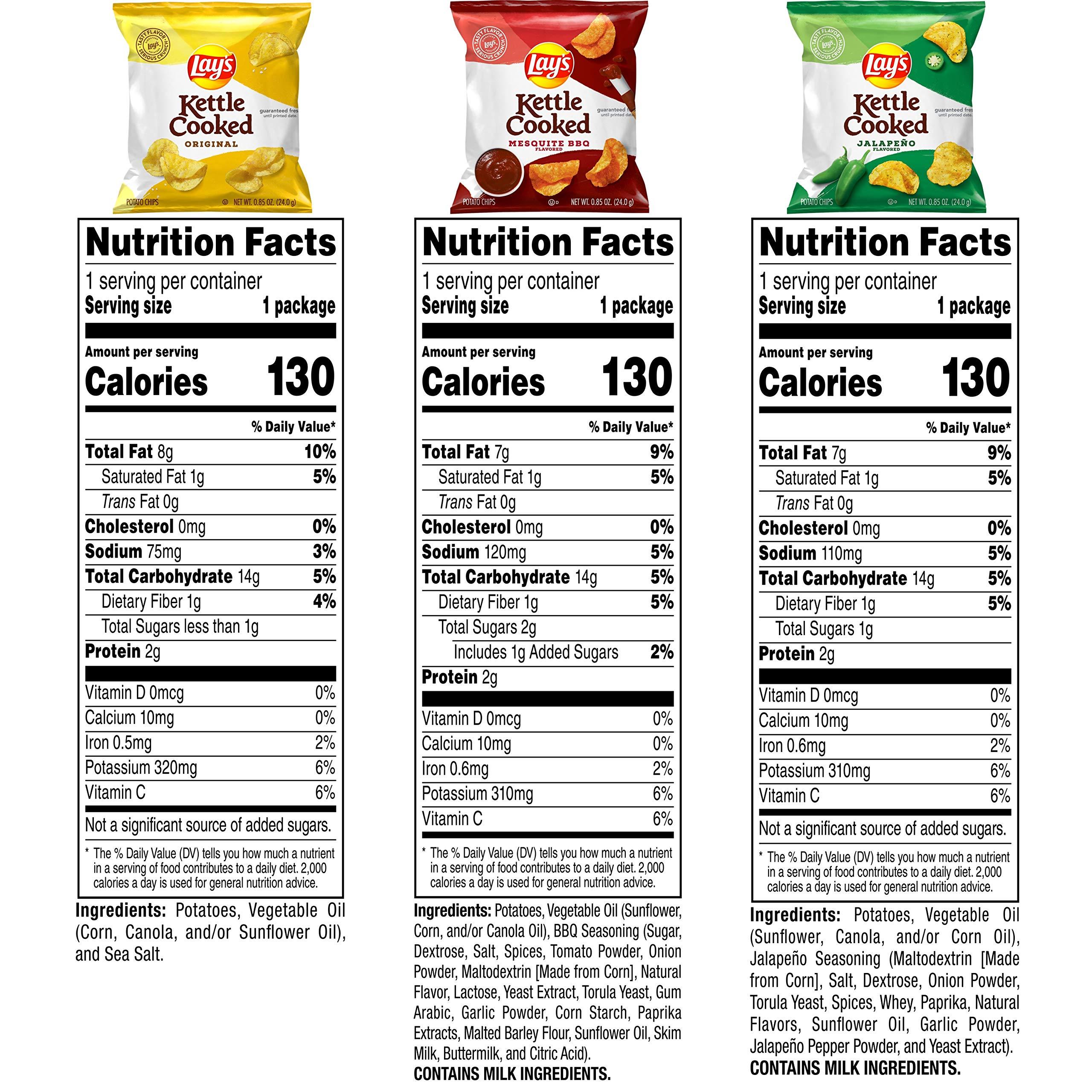 Lay's Kettle Cooked Potato Chips, Variety Pack, 0.85 Ounce (Pack of 40) - Image 3