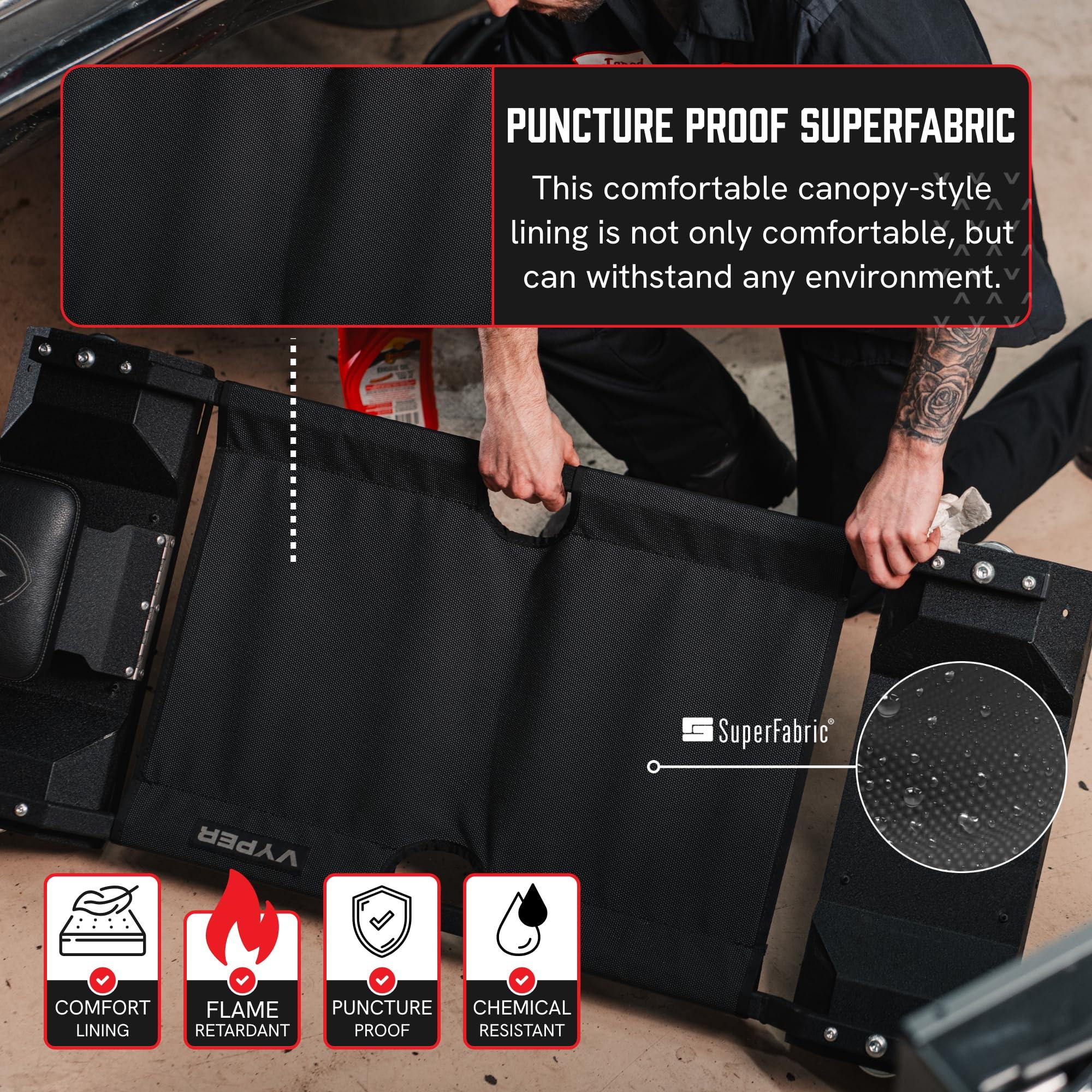 Vyper Lay-Down Automotive Creeper - 46", 400 lb Capacity with Puncture Proof Fabric and Adjustable Headrest, Comfortable, Heavy Duty Mechanics Creeper - Image 4
