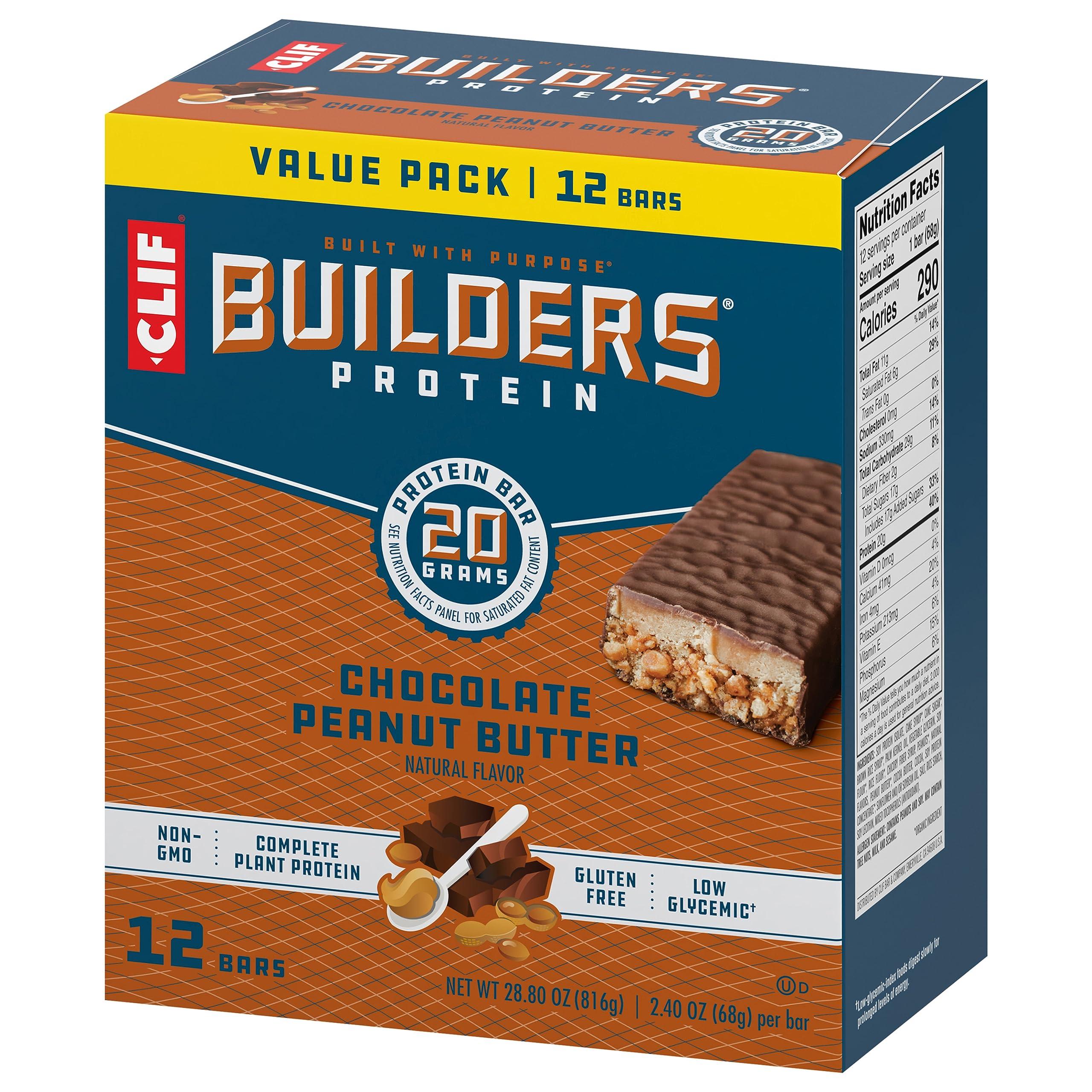 CLIF BUILDERS Protein Bars - Chocolate Peanut Butter Flavor - 20g Plant Based Protein - Gluten Free - Non-GMO - Low Glycemic - No Artificial Sweeteners - Value Pack, 2.4 oz. (12 Count) - Image 12