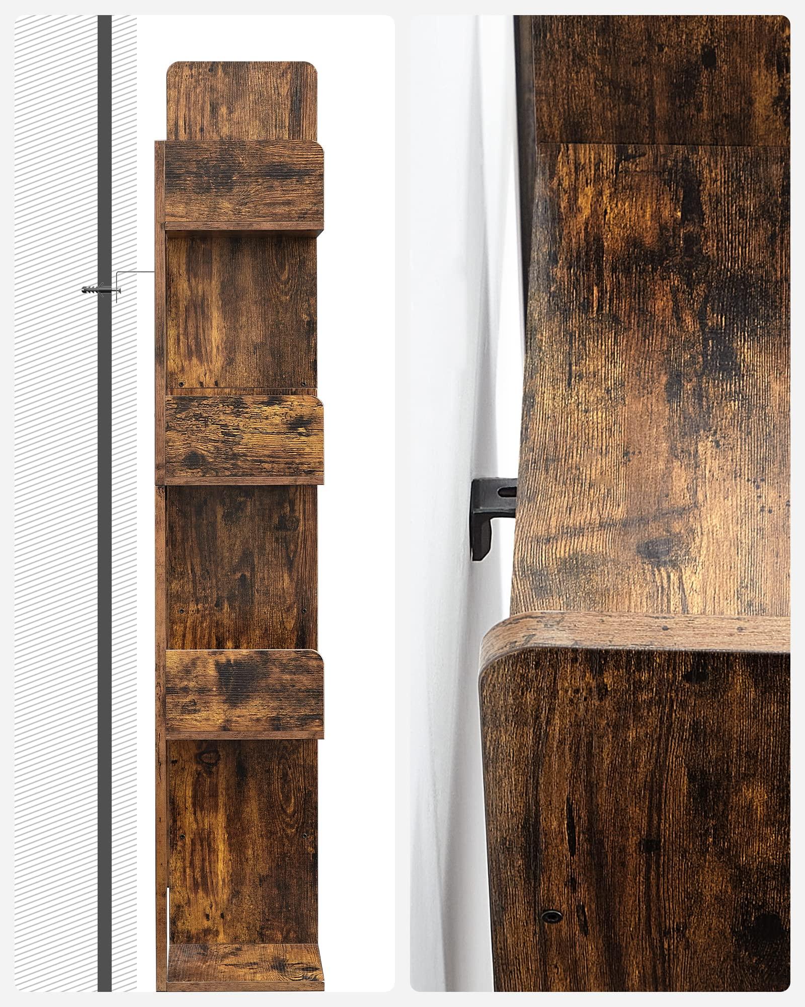 VASAGLE Bookshelf, Tree-Shaped Bookcase with 13 Storage Shelves, Rounded Corners, 9.8”D x 33.9”W x 55.1”H, Rustic Brown ULBC67BXV1 - Image 7