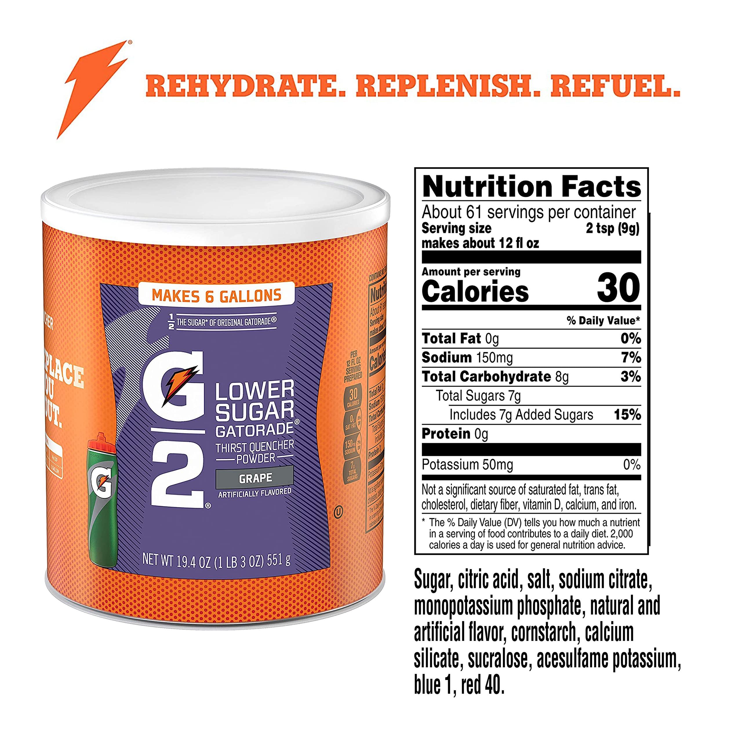 Gatorade Thirst Quencher Powder, G2 Low Calorie, Grape, 19.4 Ounce (Pack of 3) - Image 2