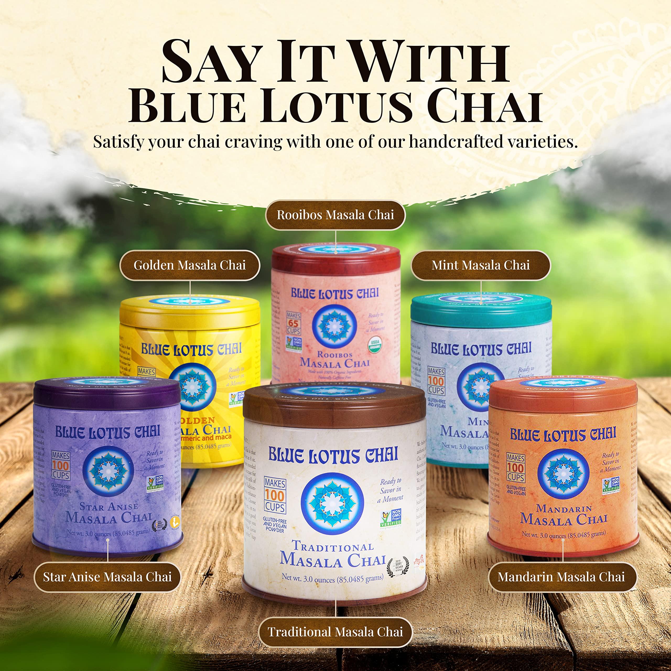 Blue Lotus Chai Tea - Traditional Masala Chai - Makes 100 Cups - 3 Ounce Masala Spiced Chai Powder with Organic Spices - Instant Indian Tea No Steeping - No Gluten - Image 6
