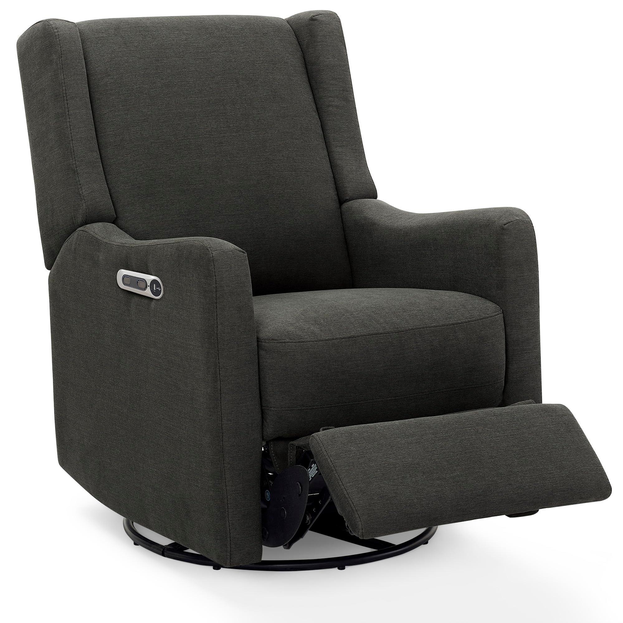 Delta Children Mercer Electronic Power Recliner and Swivel Glider with USB Port in LiveSmart Performance Fabric - Water Repellent & Stain Resistant, Dark Grey - Image 13