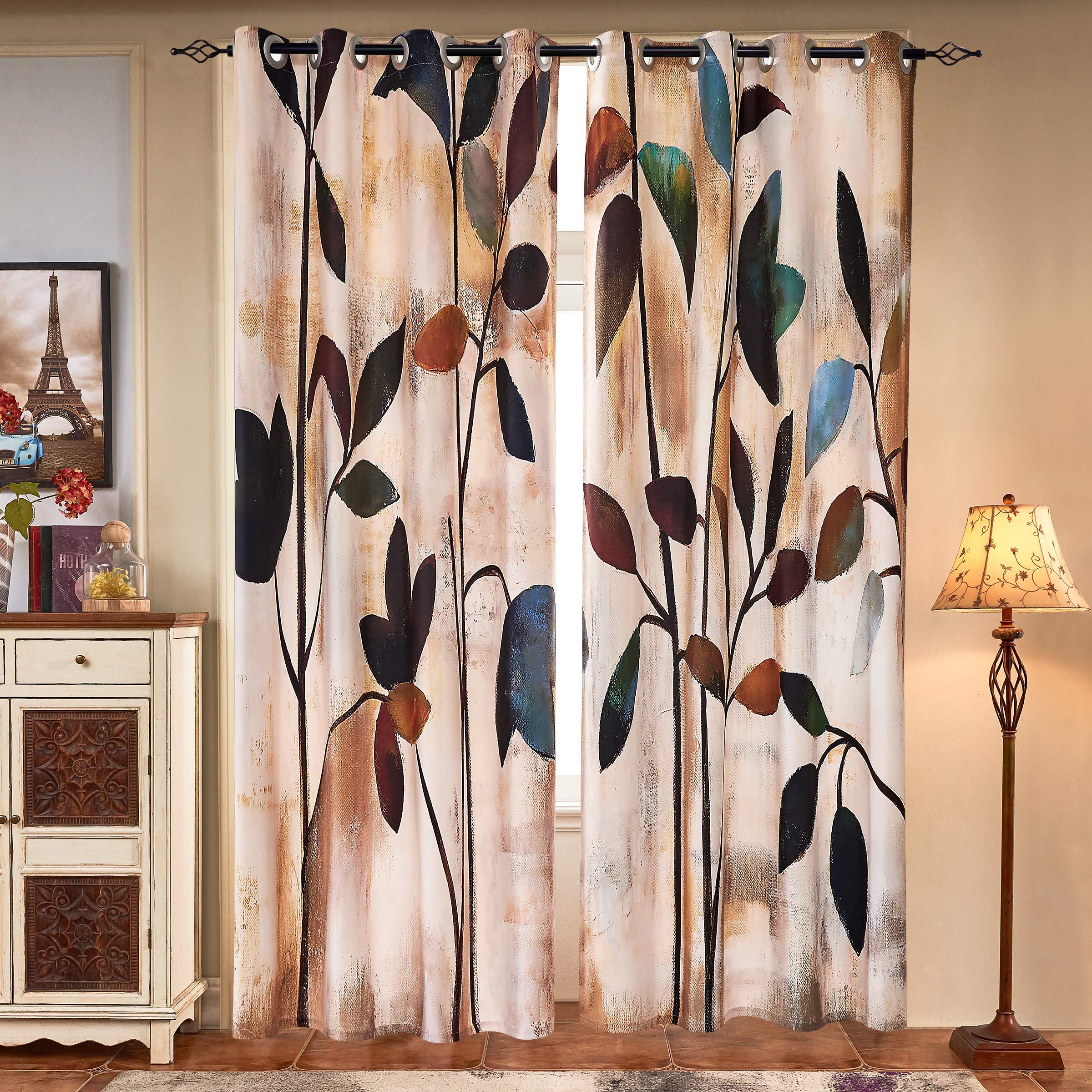 SUBRTEX Printed Curtains Room Darkening for Bedroom Living Room Kids Room Dining Room Valance Colorful Window Drapes 2 Panel Set (52'' x 84'', Brown) - Image 5