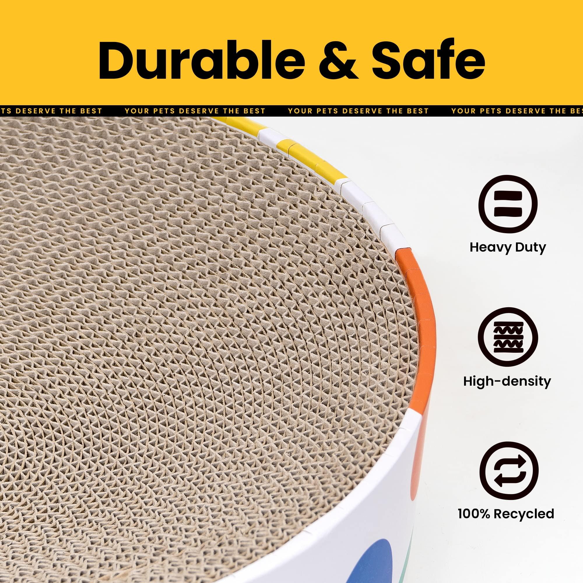 Conlun Cat Scratcher Cardboard,2 in 1 Oval Cat Scratch Pad Bowl for Indoor Kitty Grinding Claw,Round Kittens Scratching Board Corrugated Lounge Pet Beds&Furniture Protector for Couch&Carpets&Sofas - Image 6
