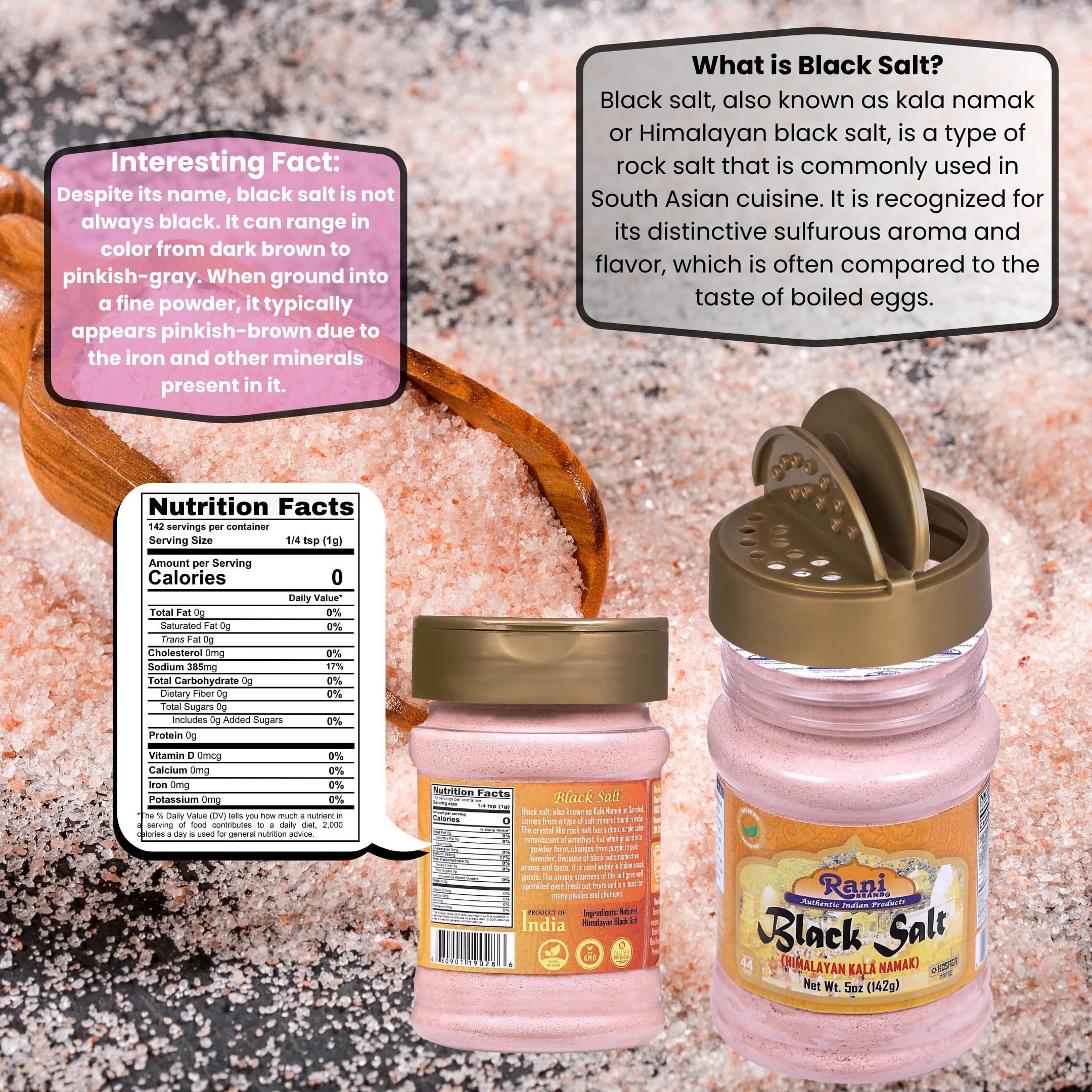 Rani Black Salt Powder (Kala Namak) Mineral 5oz (142g) PET Jar ~ Unrefined, Pure and Natural | Vegan | Gluten Friendly | NON-GMO | Indian Origin | Perfect for Tofu Scramble - Image 2