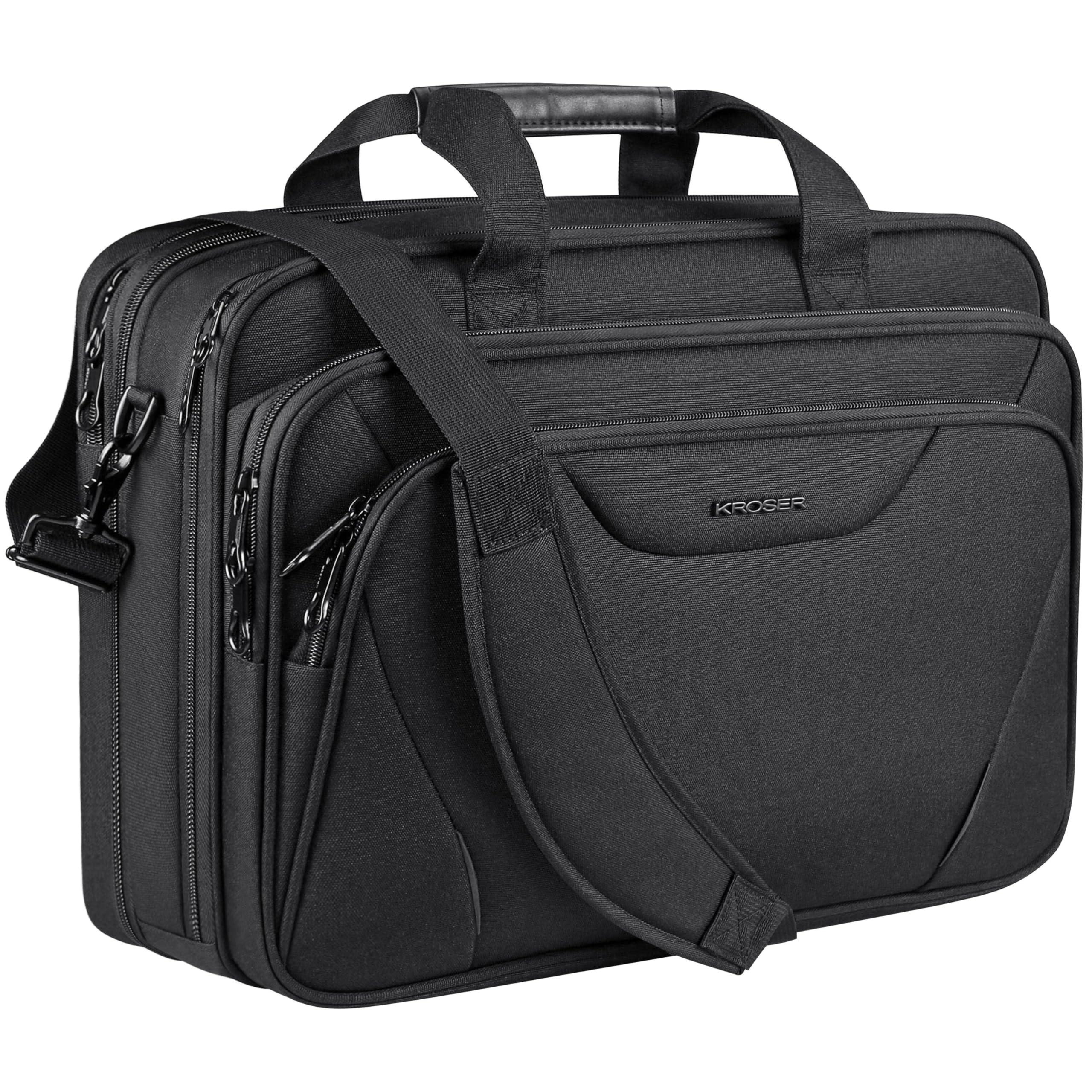 KROSER Laptop Bag Premium Laptop Briefcase Fits Up to 17.3 Inch Laptop Expandable Water-Repellent Shoulder Messenger Bag Computer Bag for Travel/Business/Men/Women-Black - Image 9