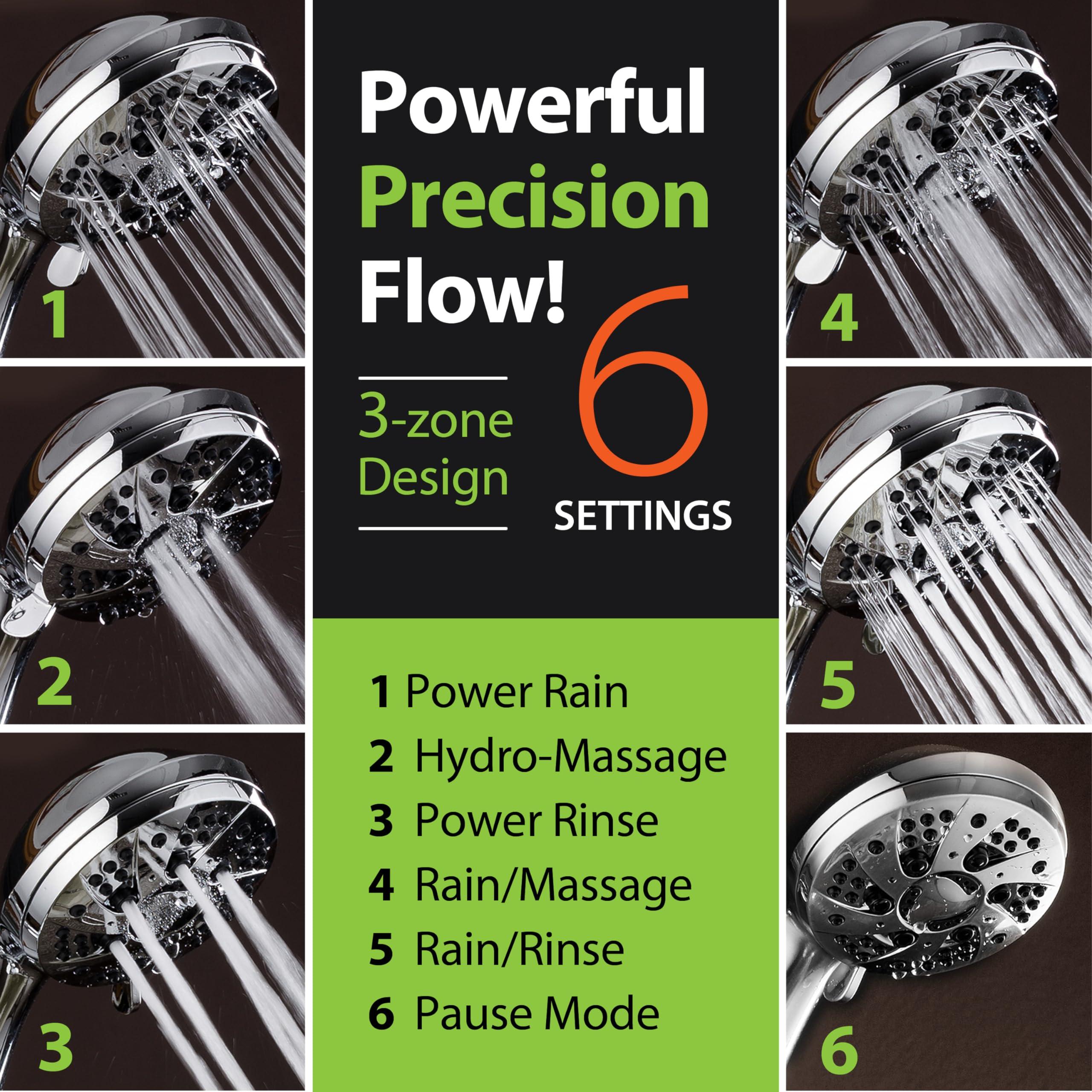AquaDance High Pressure 6-Setting 3.5" Chrome Face Handheld Shower with Hose for the Ultimate Shower Experience! Officially Independently Tested to Meet Strict US Quality & Performance Standards! - Image 6