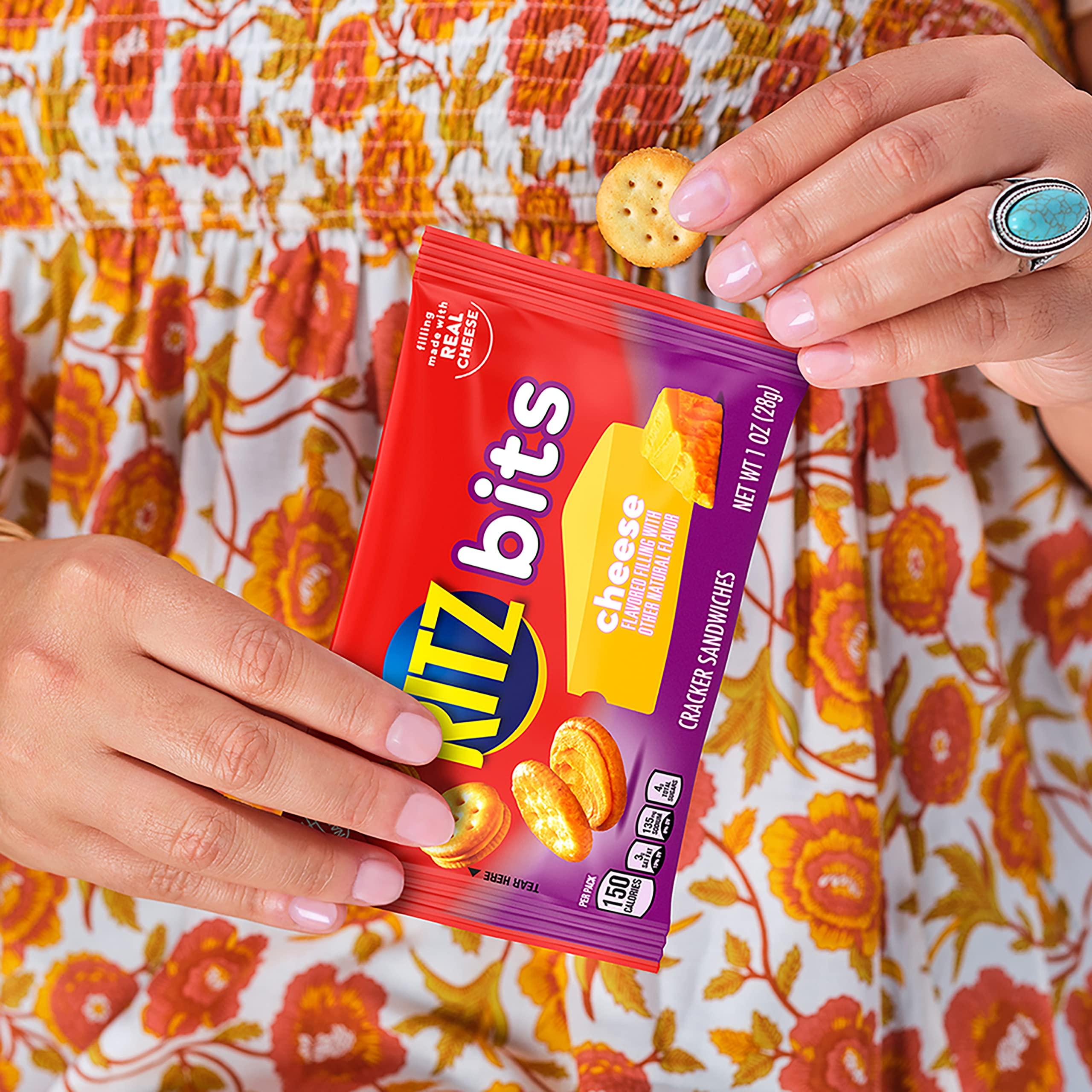 RITZ Bits Cheese and RITZ Bits Peanut Butter Sandwich Crackers Variety Pack, Lunch Snacks, 20 Snack Packs - Image 11