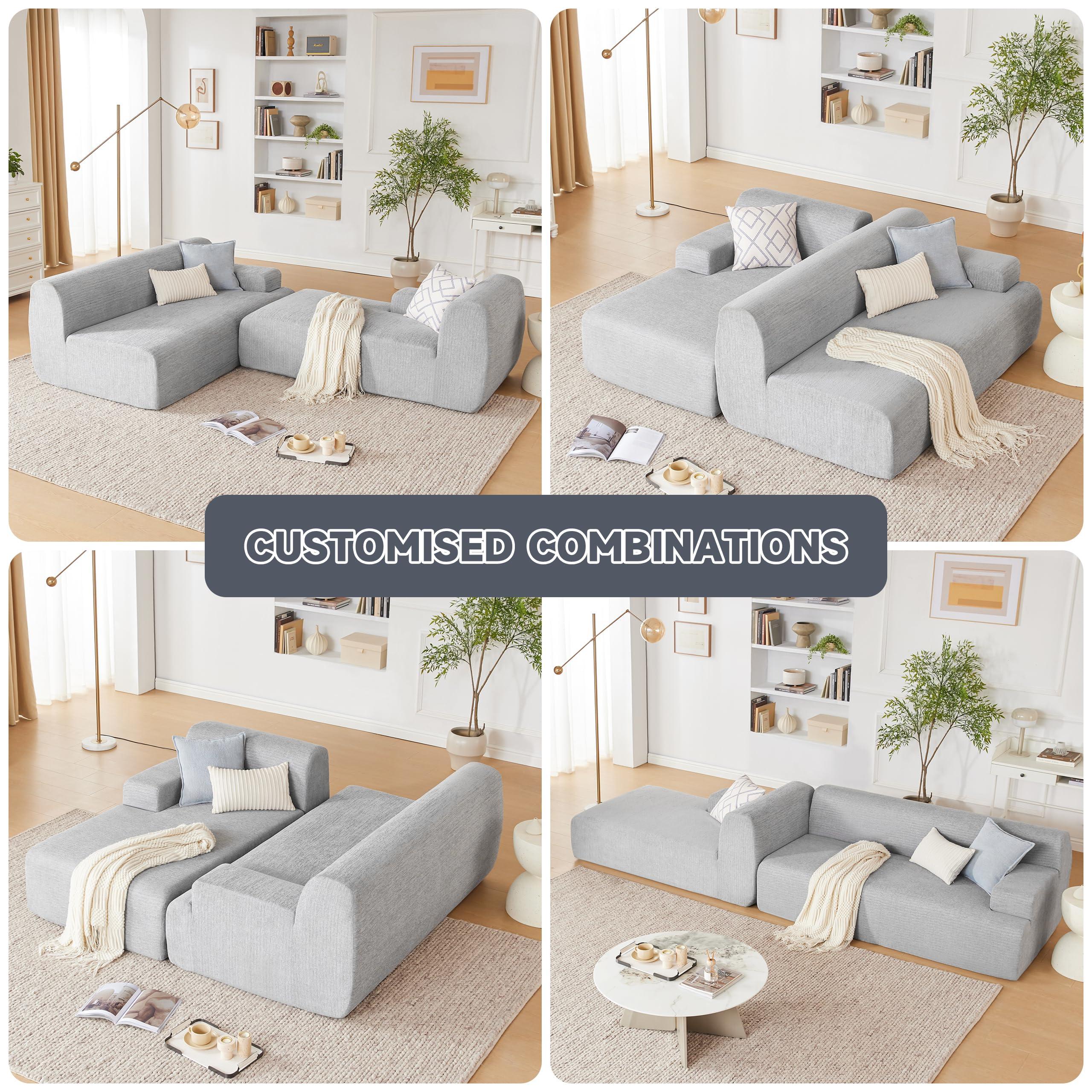 Huatean Home 107” Modular Sectional Sofa, Modern Sofa for Living Room, High Density Sponges Cloud Couch Sectional, L-Shape Couches for Living Room, LightGrey - Image 3