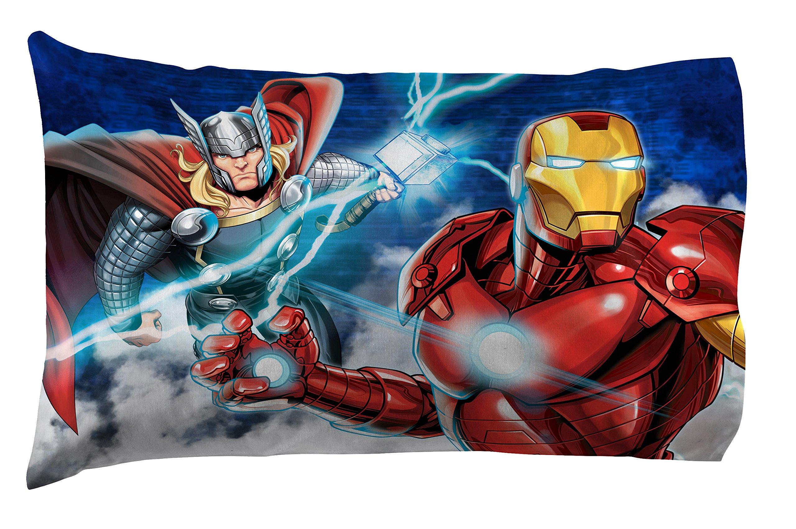 Marvel Avengers Blue Circle 5 Piece Full Bed Set - Includes Reversible Comforter & Sheet Set - Bedding Features Captain America & Iron Man - Fade Resistant Microfiber (Official Marvel Product) - Image 7