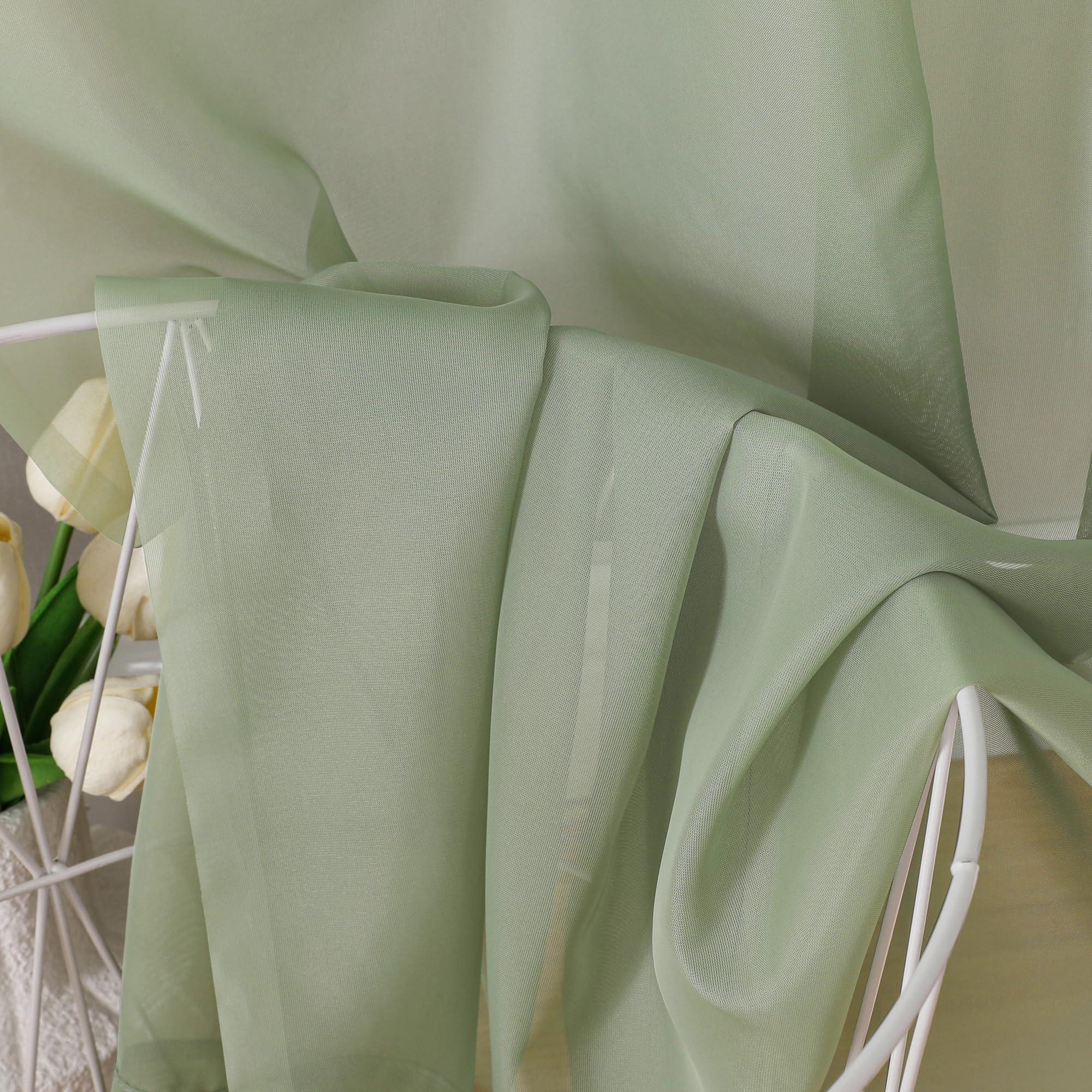 OVZME Bedroom Curtains 2 Panel Sets 84" Inch Length - Transparent Light Weight Soft Window Treatment Panels for Study Room/Living Room/Guest Room, Sage Green, Per Panel W42 X L84 inches - Image 4