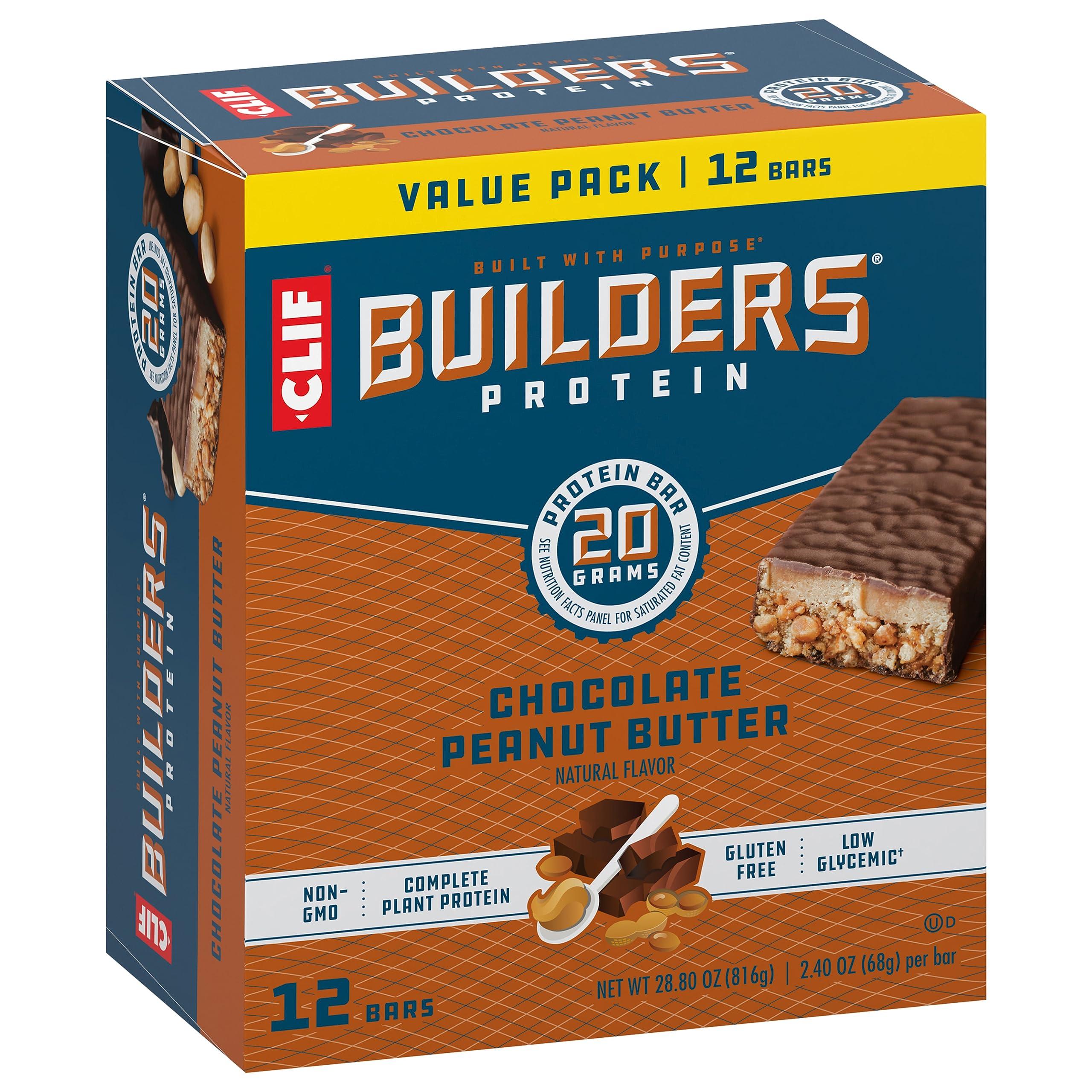 CLIF BUILDERS Protein Bars - Chocolate Peanut Butter Flavor - 20g Plant Based Protein - Gluten Free - Non-GMO - Low Glycemic - No Artificial Sweeteners - Value Pack, 2.4 oz. (12 Count) - Image 11