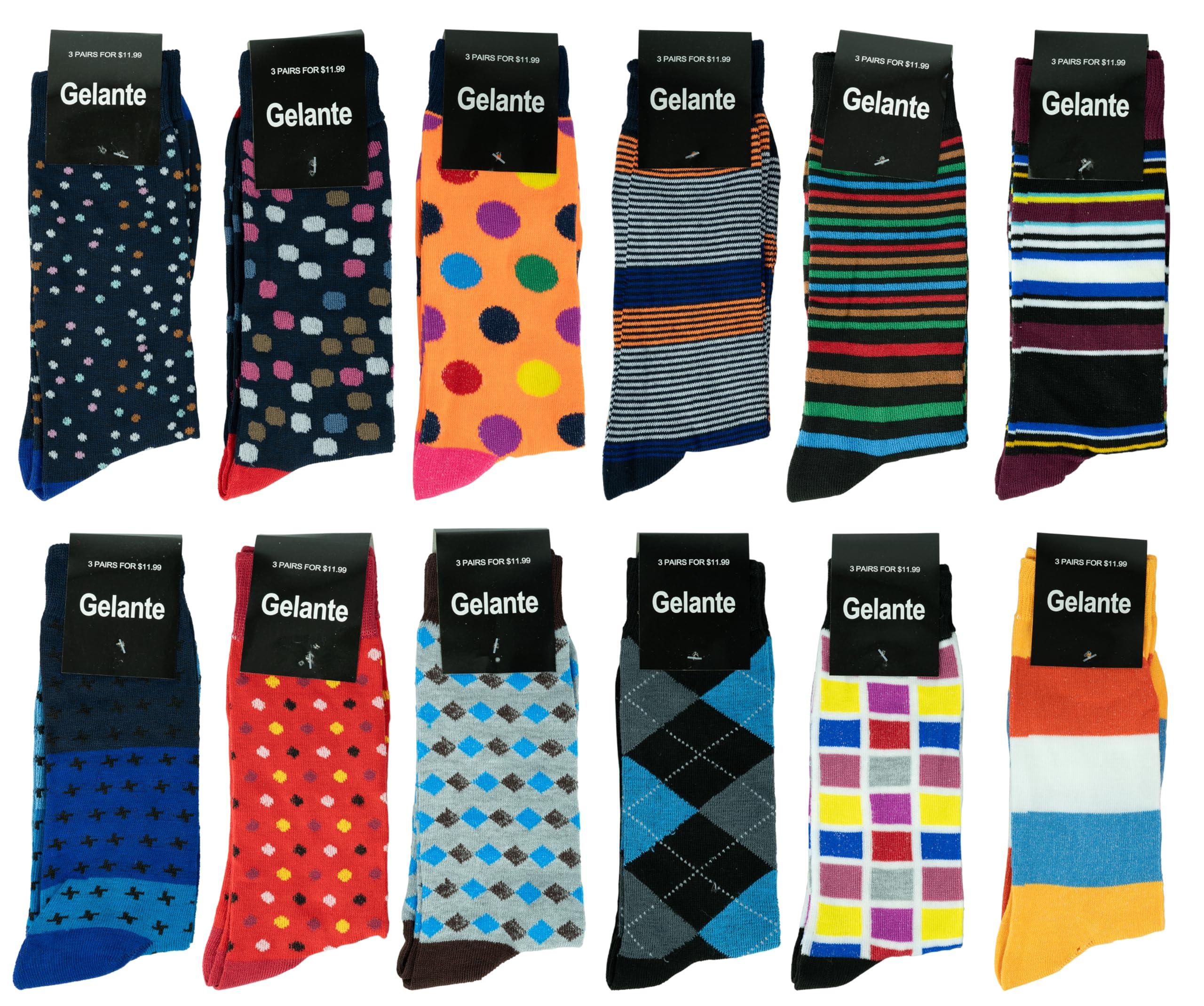 Gelante 12 Pairs Mens Cotton Funny Crazy Colorful Crew Dress Sock - Image 2