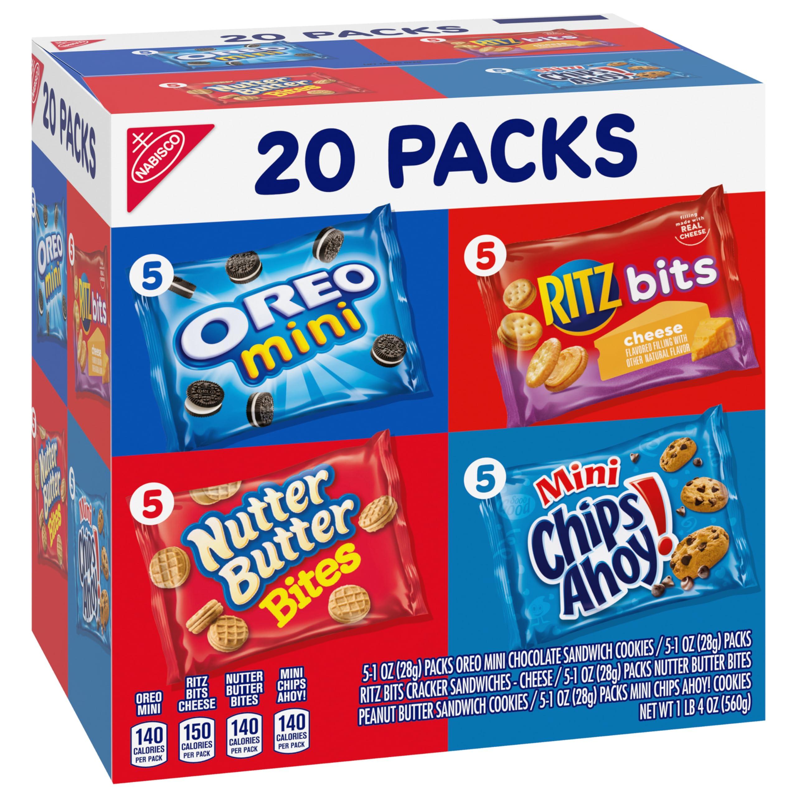 Nabisco Variety Pack OREO Mini, CHIPS AHOY! Mini, Nutter Butter Bites, RITZ Bits Cheese, 20 - 1 oz Snack Packs (Packaging May Vary) - Image 10
