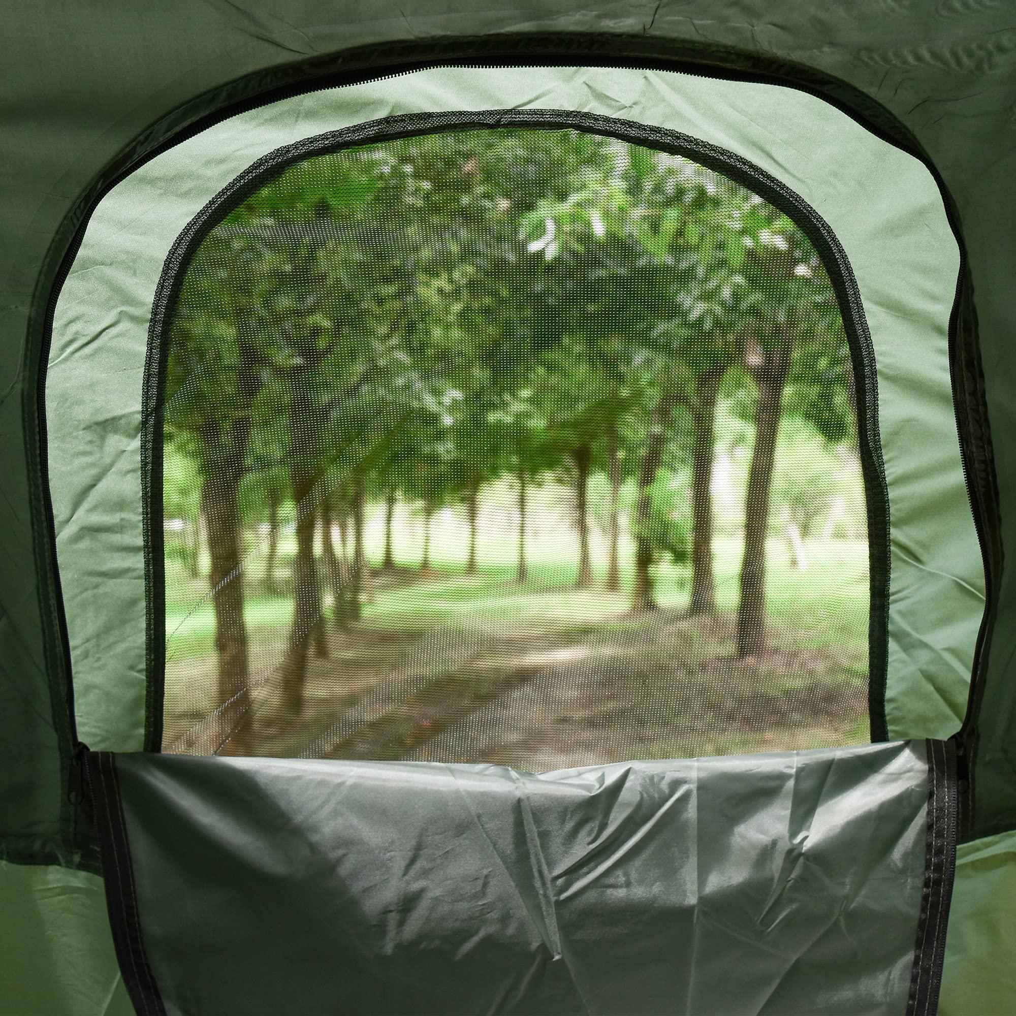 Outsunny Multifunctional Folding Camping Cots for Adults, Elevated Tent with Sleeping Bag, Thick Air Mattress Pad, Portable Single Sleeping Cot Camping Bed - Image 8