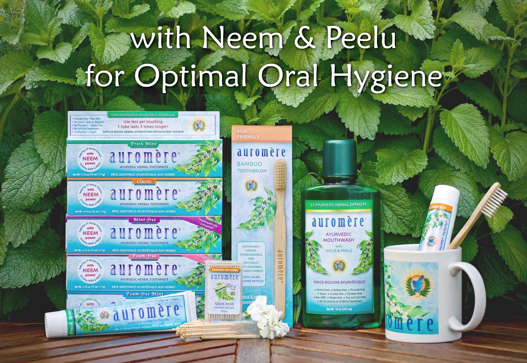Auromere Ayurvedic Herbal Toothpaste, Classic Licorice Flavour - Vegan, Natural, Non GMO, Fluoride Free, Gluten Free, with Neem & Peelu (4.16 oz), 2 Pack - Image 5