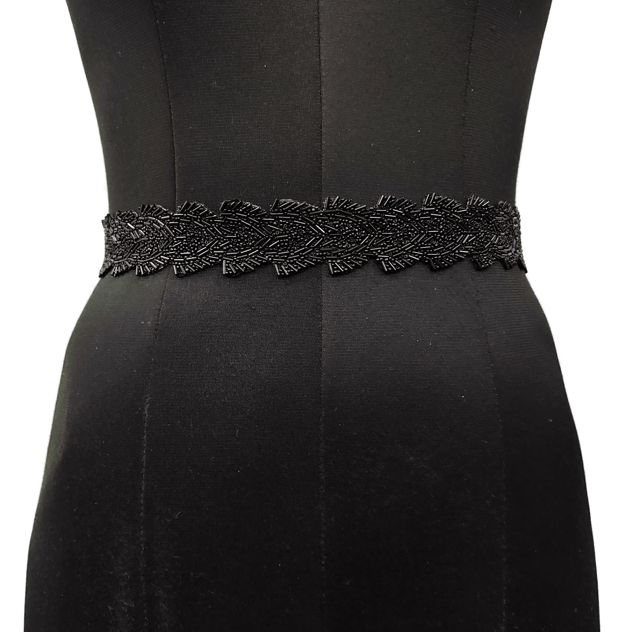 Purala Women's Fabric Kamarband Saree belt waist hip Waist for saree Girl gaun women Lehnga choli Tredisnal Hand Work bally chain cloth Belt (17 black aro pan) - Image 2